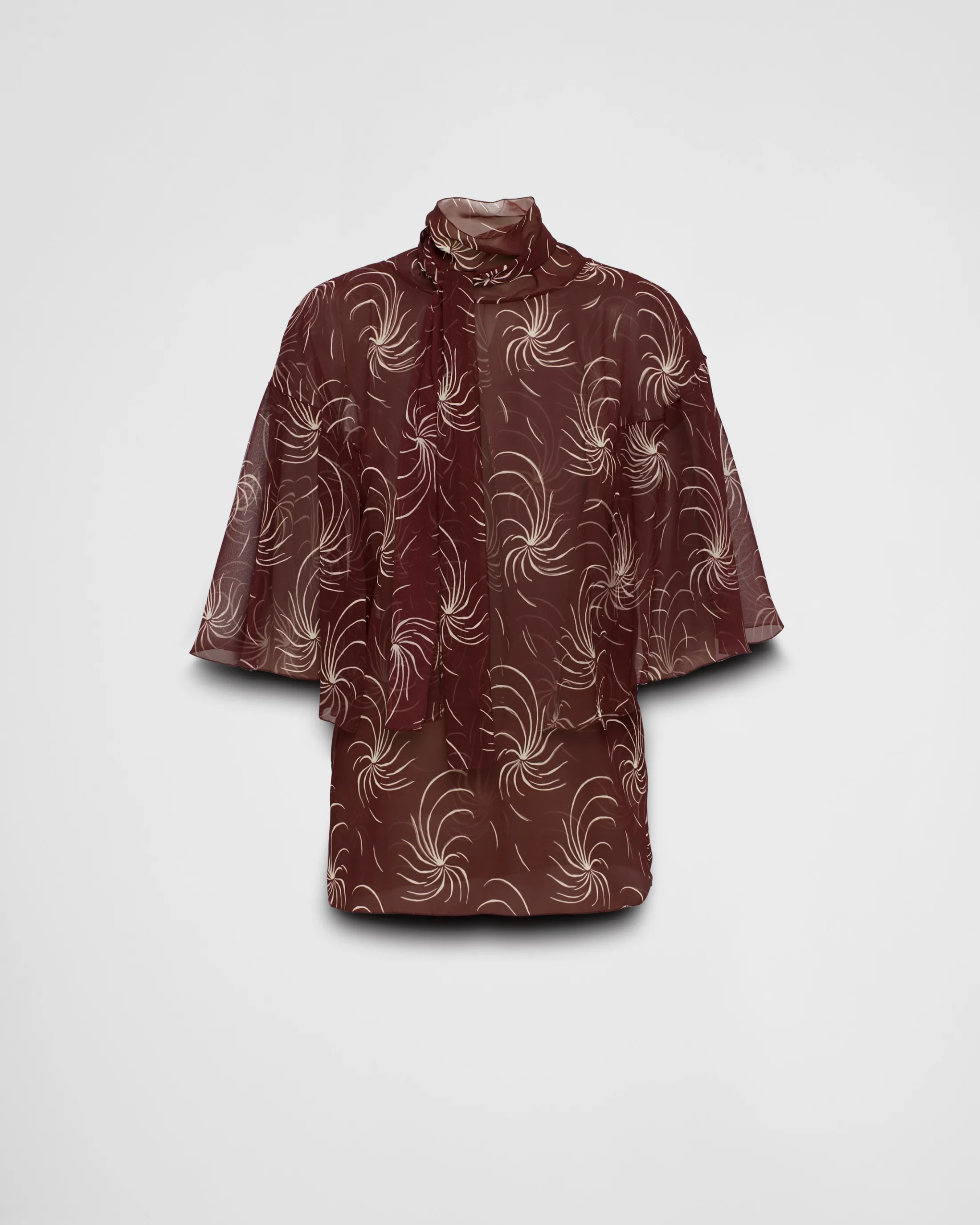 Prada Printed georgette top Burgundy Online