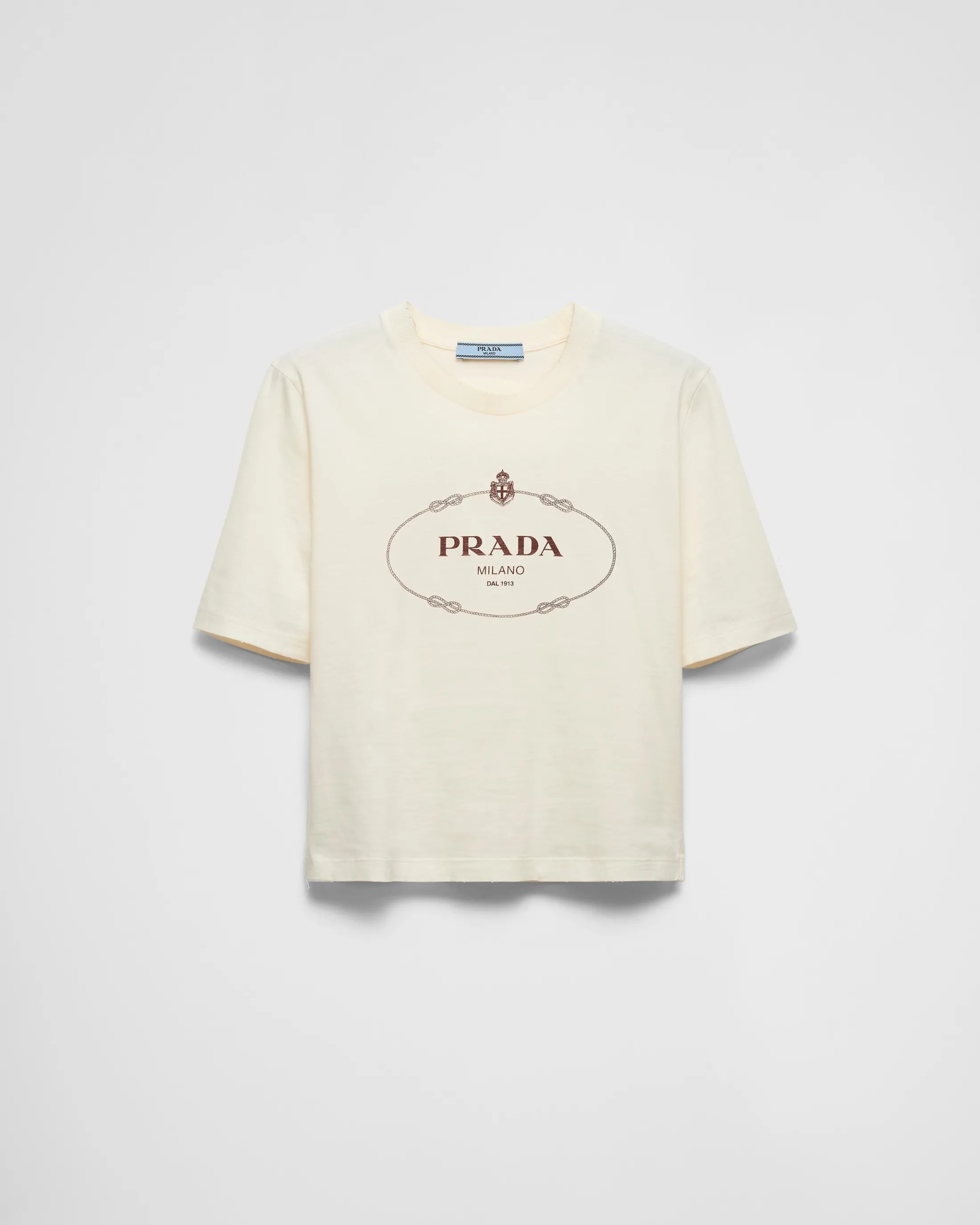 Prada Printed jersey T-shirt Ivory/garnet Shop