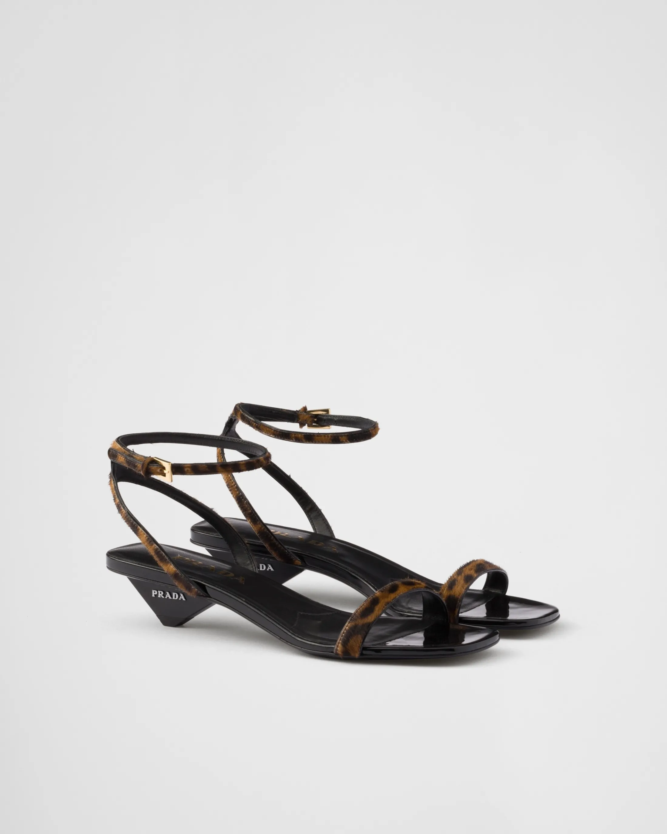 Prada Printed leather sandals Honey Cheap