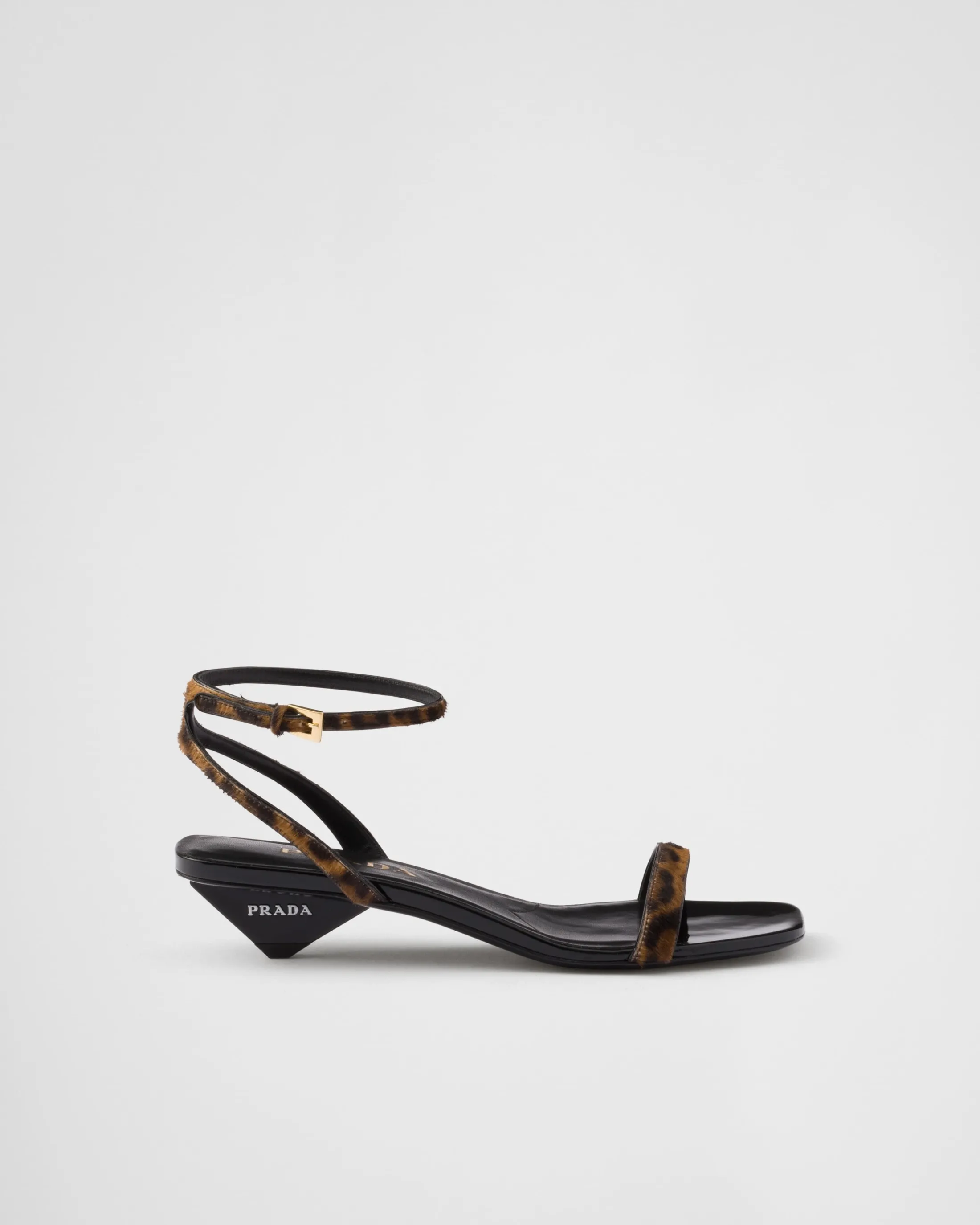 Prada Printed leather sandals Honey Cheap