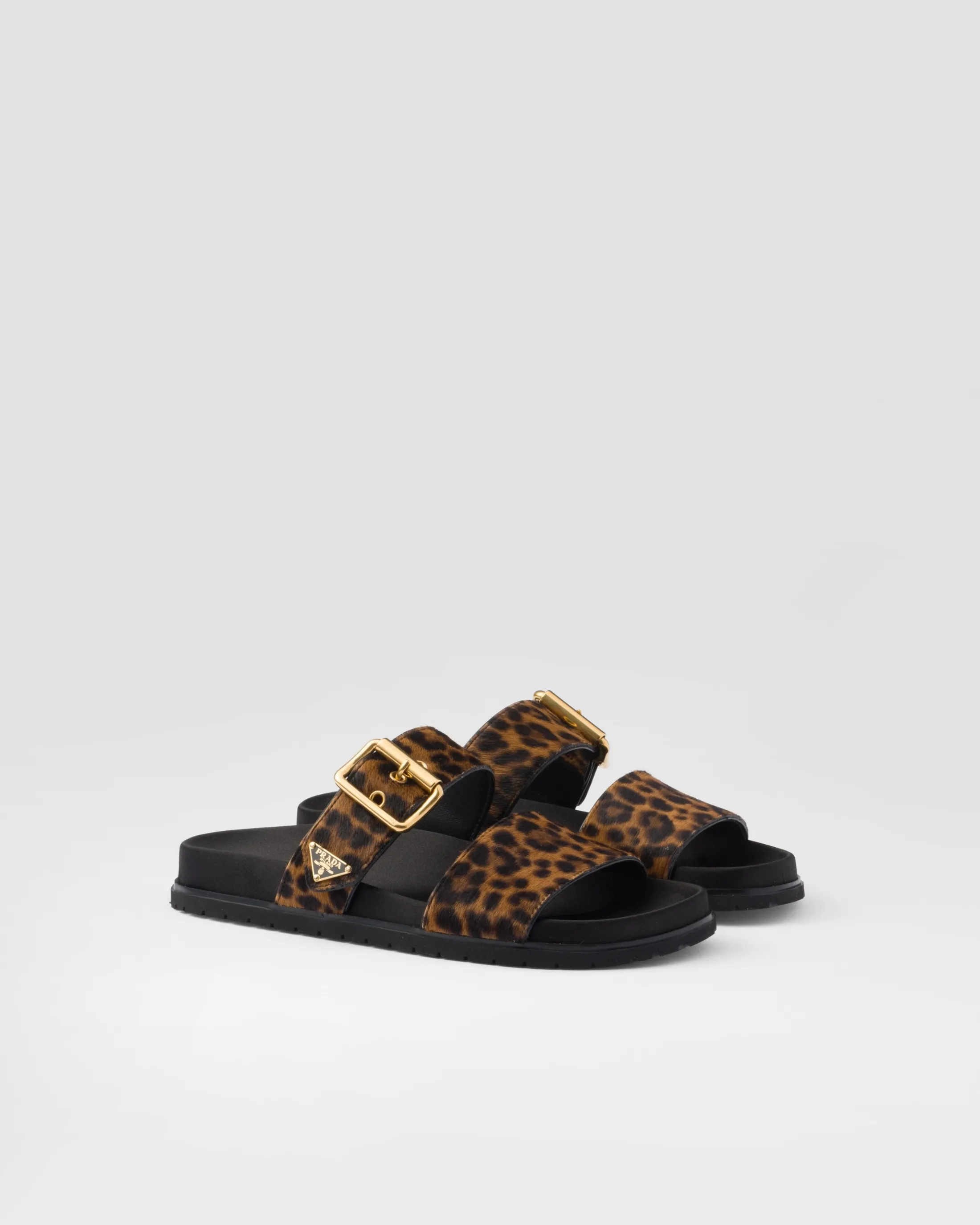 Prada Printed leather slides Honey Cheap