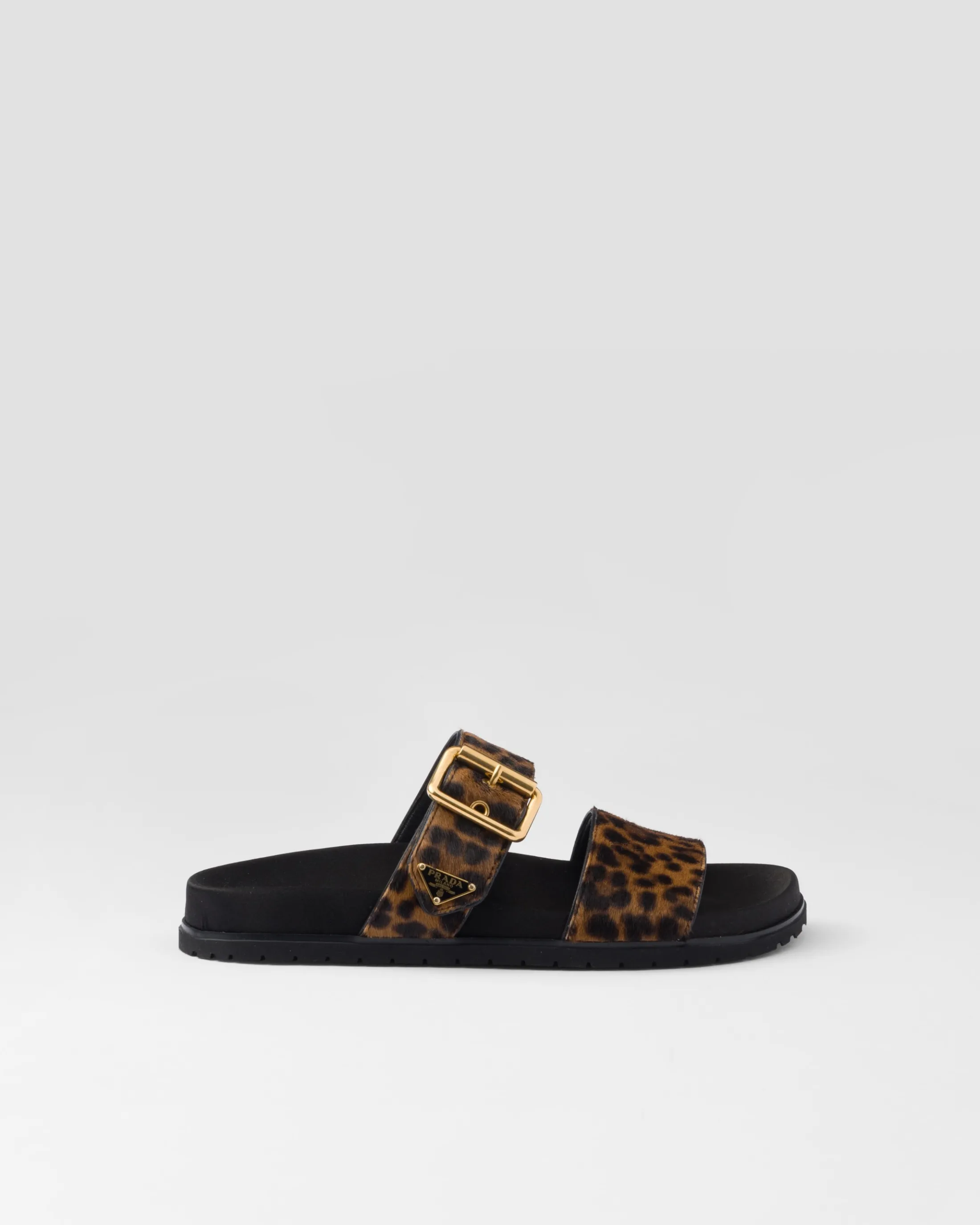 Prada Printed leather slides Honey Cheap