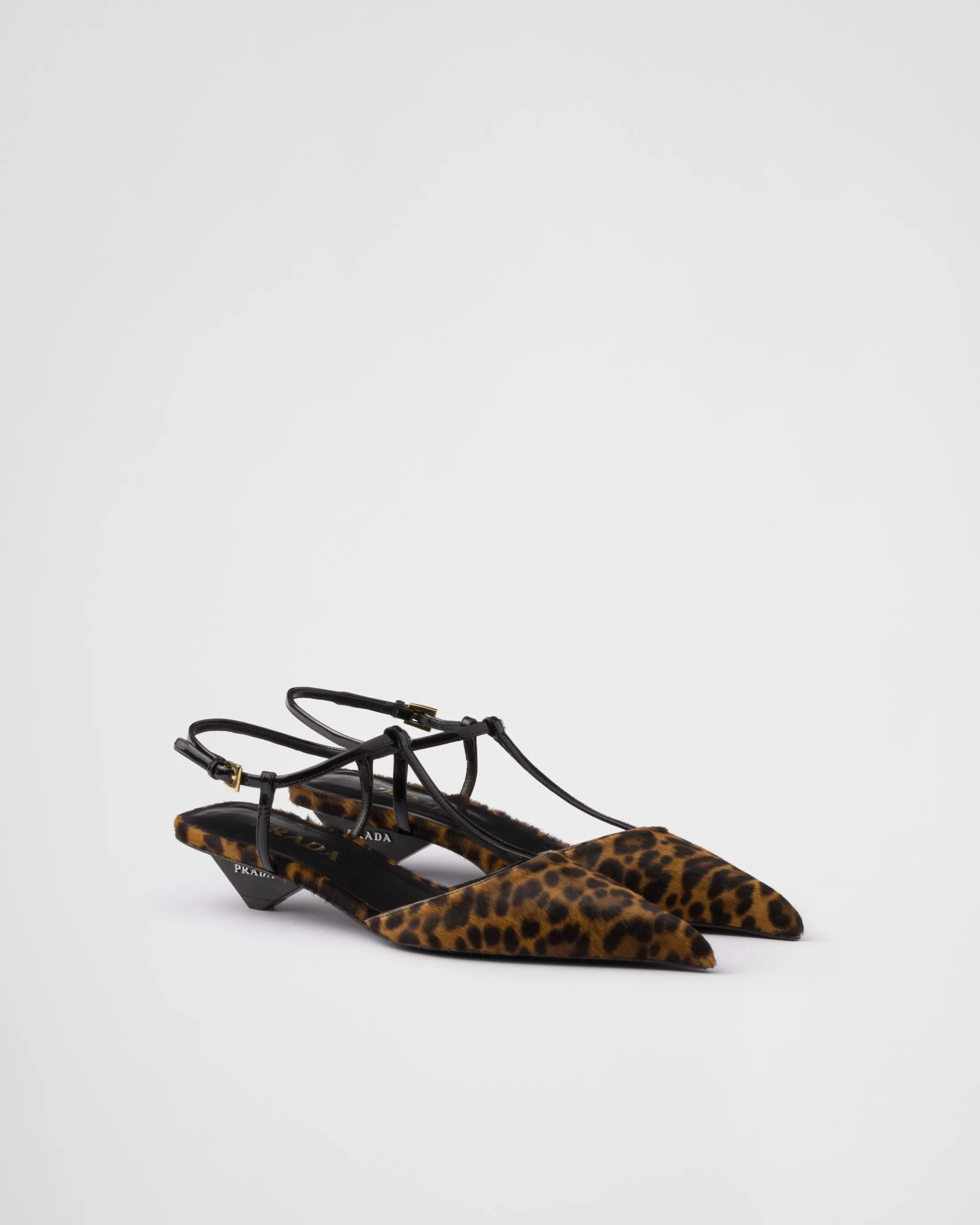 Prada Printed leather slingback pumps Honey Hot