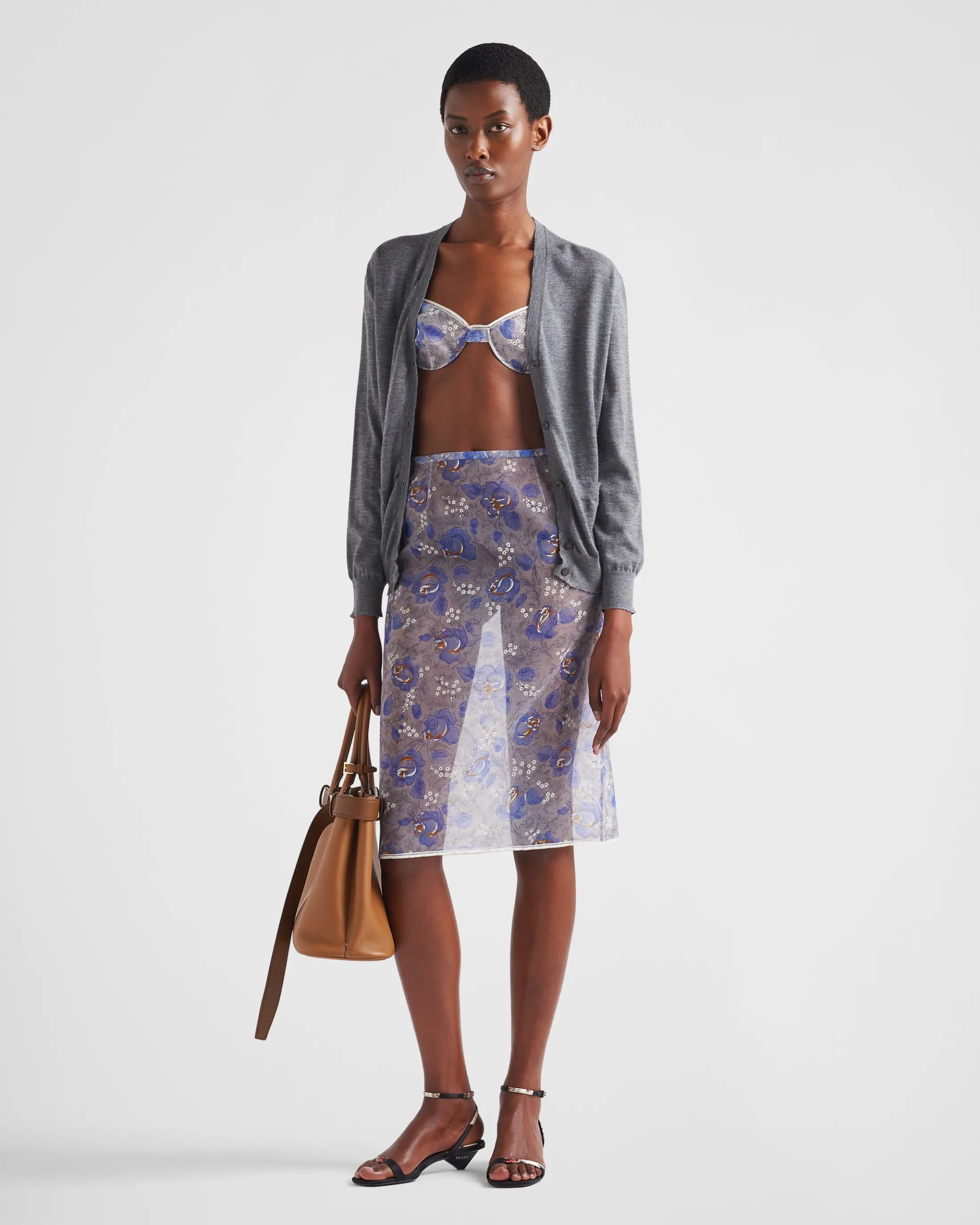 Prada Printed nylonette midi-skirt Sapphireblue Shop