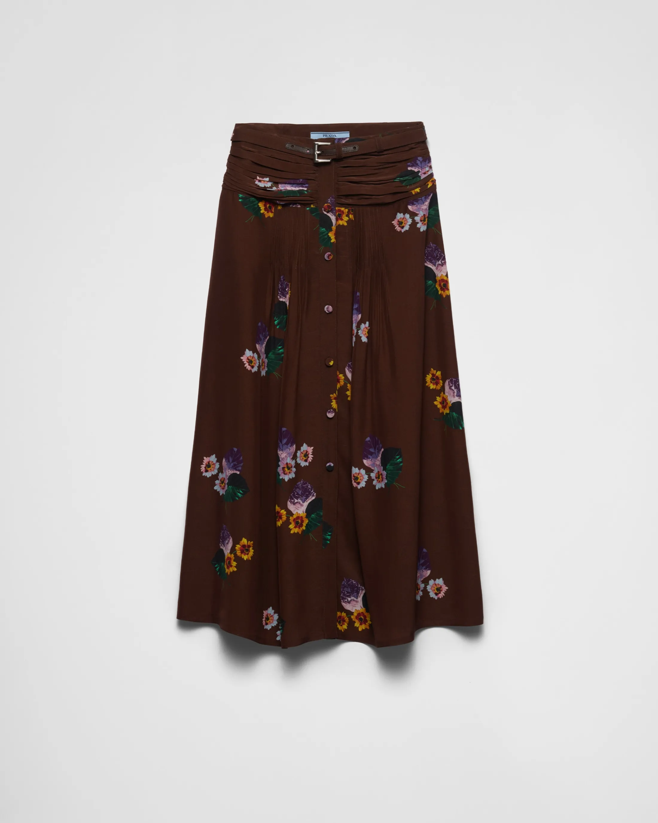 Prada Printed pongee midi-skirt Cocoabrown Flash Sale