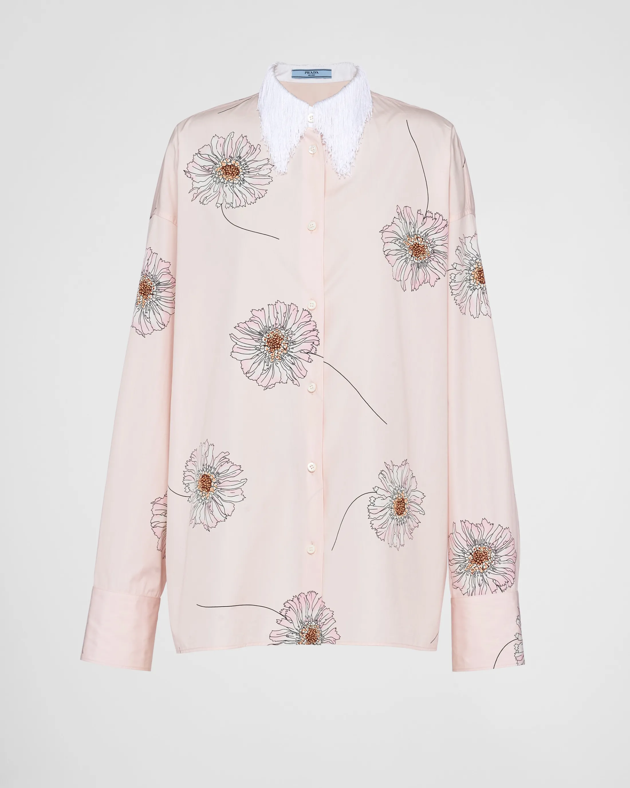 Prada Printed poplin shirt Peach Best Sale