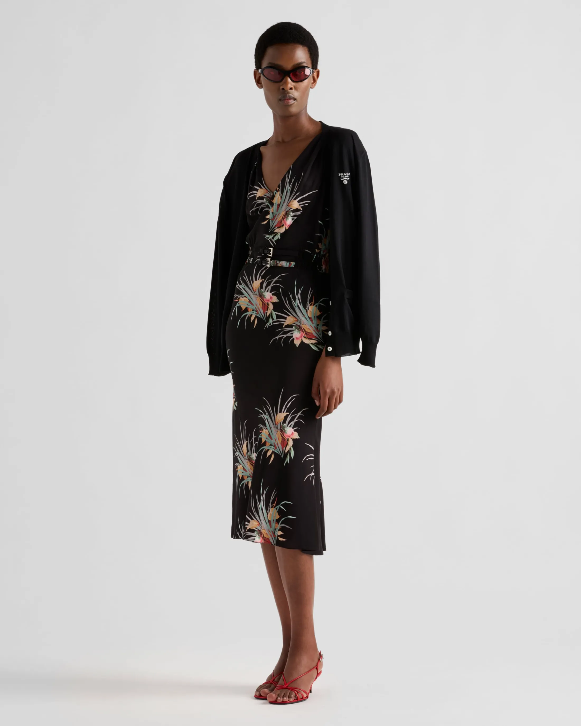 Prada Printed sablé dress Black Discount