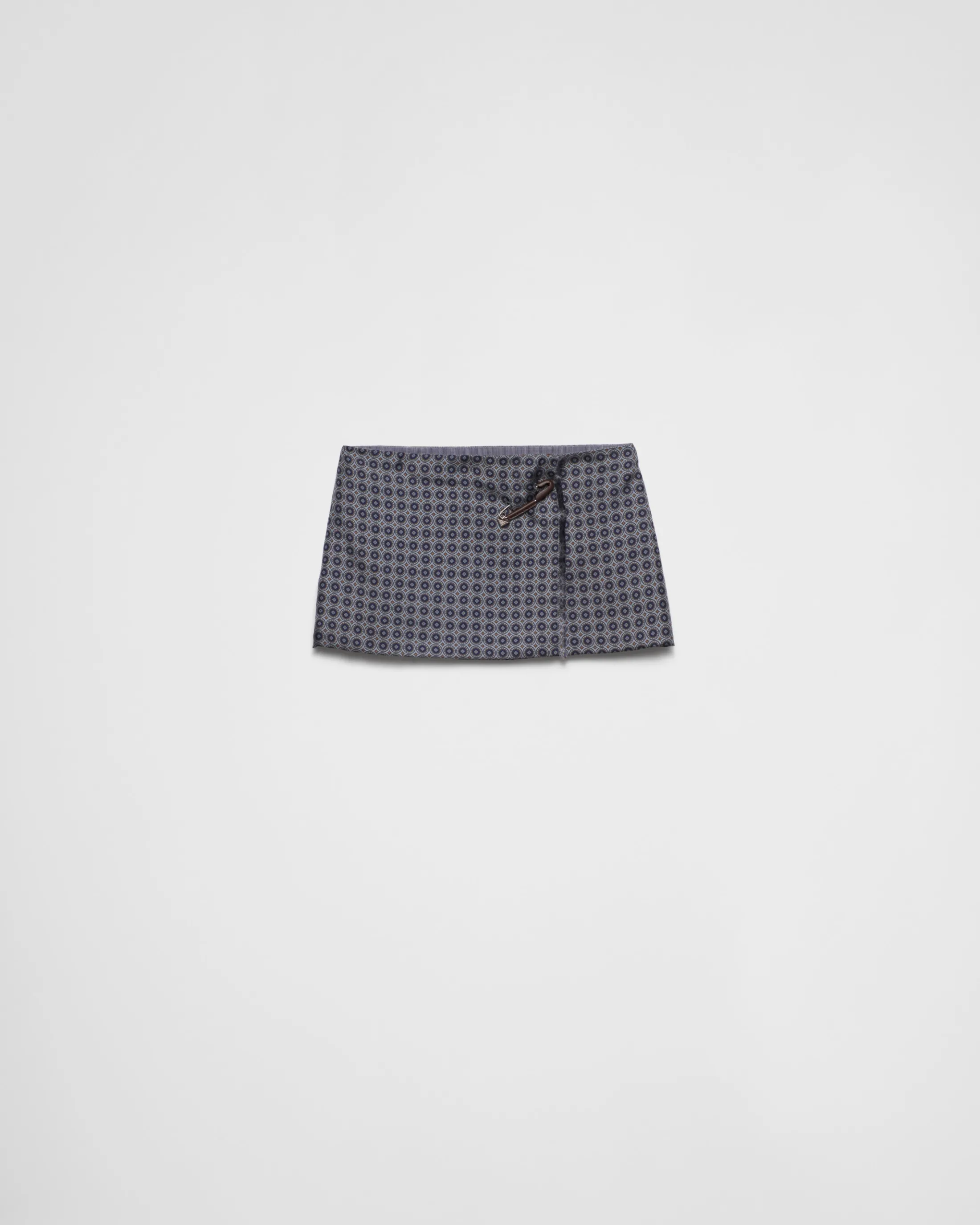 Prada Printed silk twill miniskirt Hematite Discount