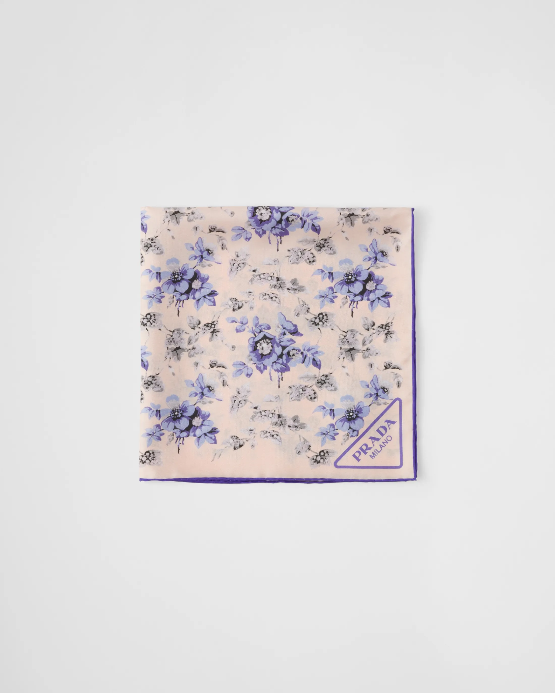 Prada Printed silk twill scarf Periwinkleblue Outlet