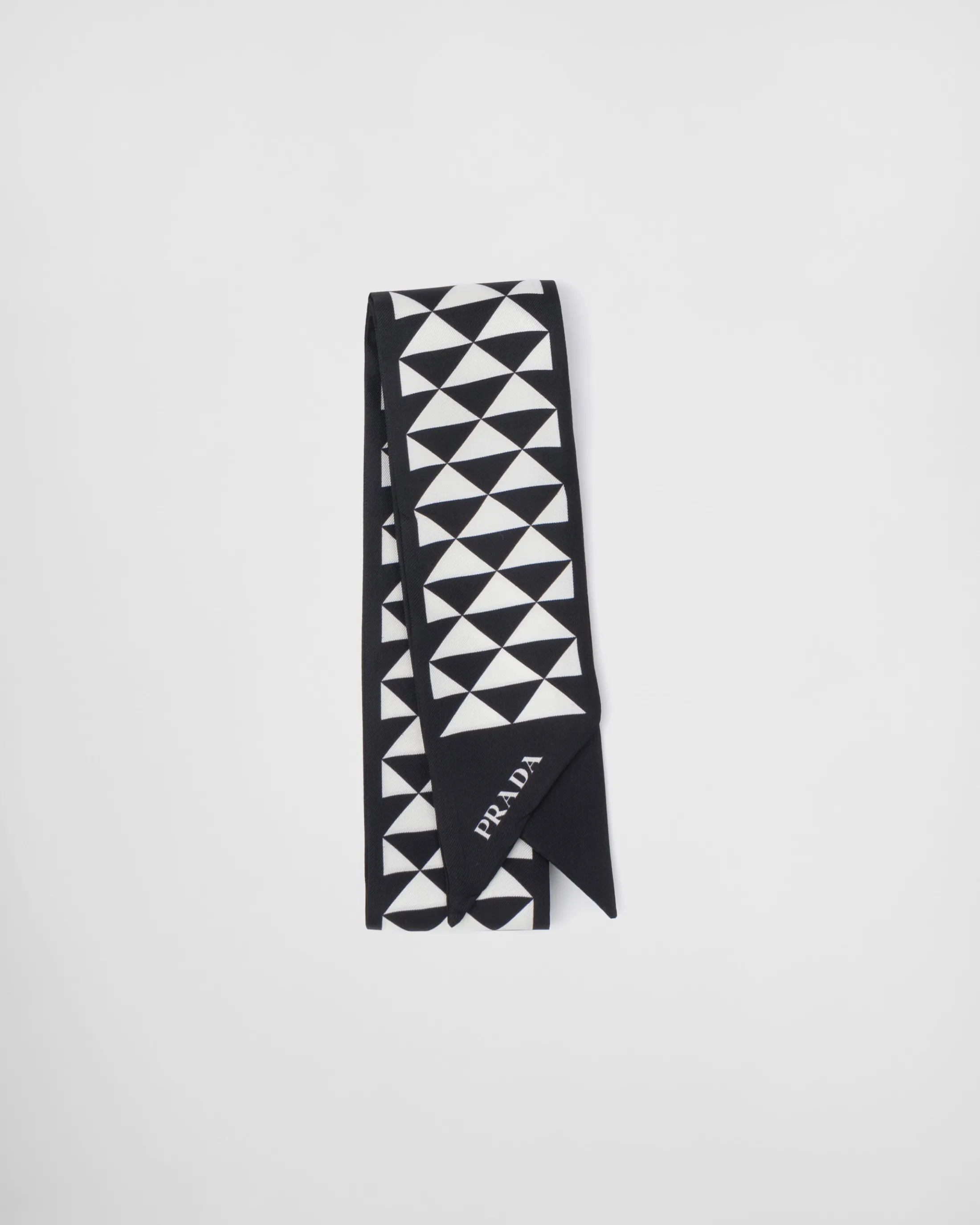 Prada Printed silk twill scarf Black/white Best Sale