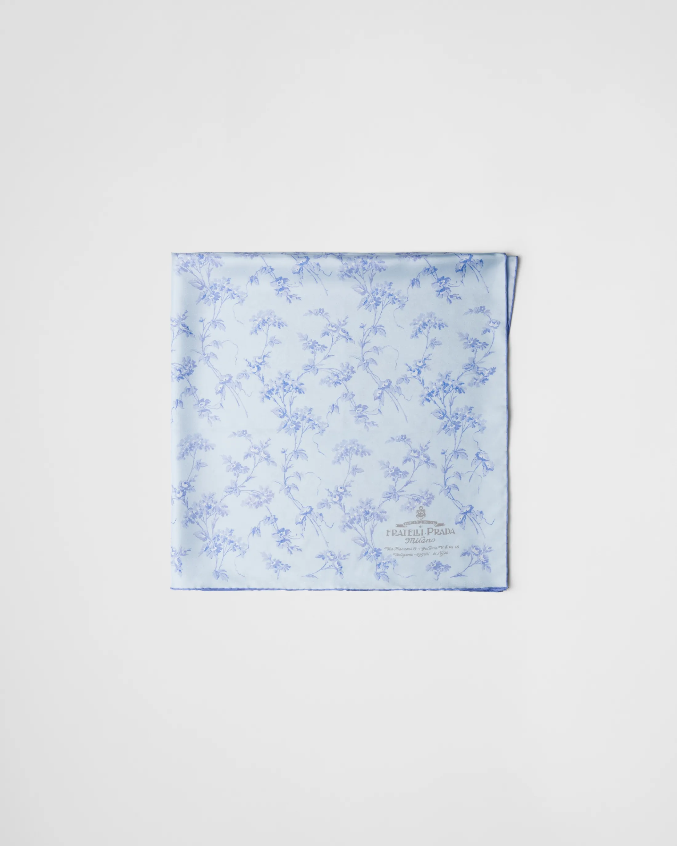 Prada Printed silk twill scarf Skyblue Hot