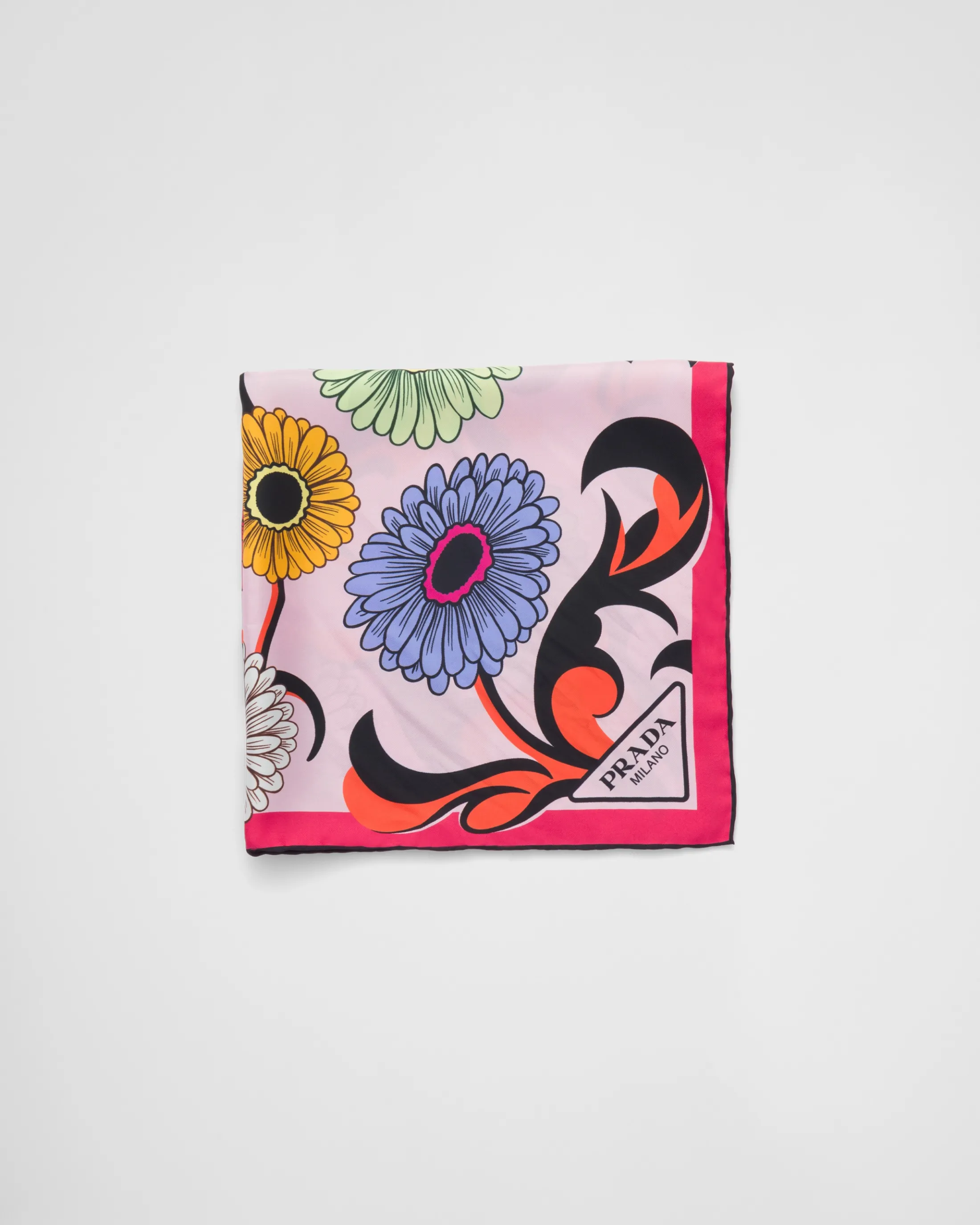 Prada Printed silk twill scarf Alabasterpink Clearance