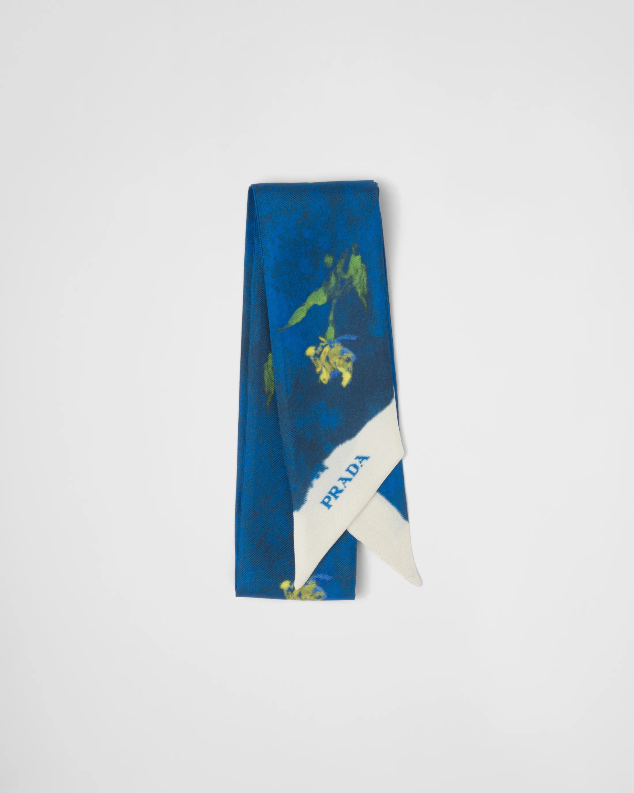 Prada Printed silk twill scarf Bluette Cheap