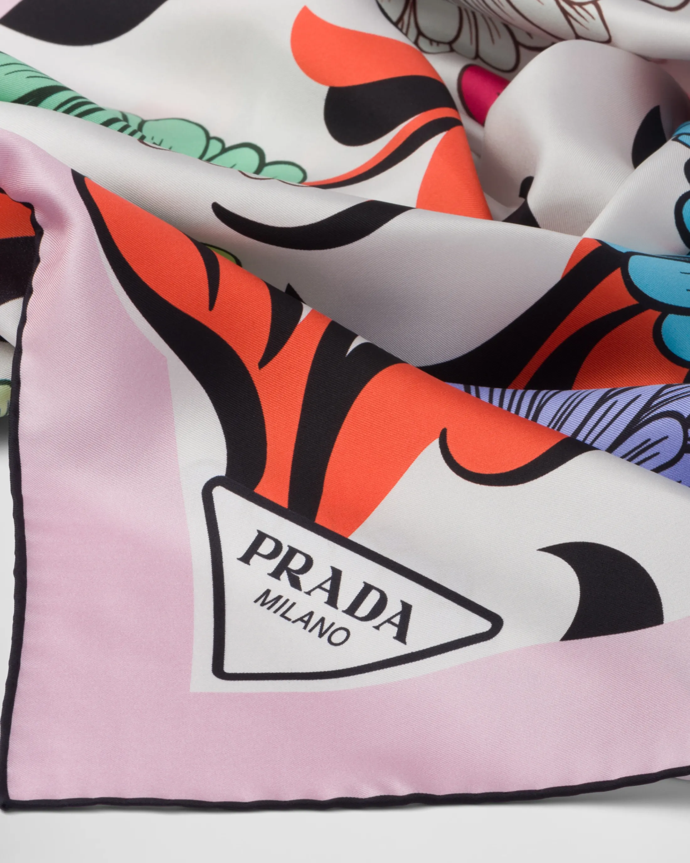 Prada Printed silk twill scarf White Fashion