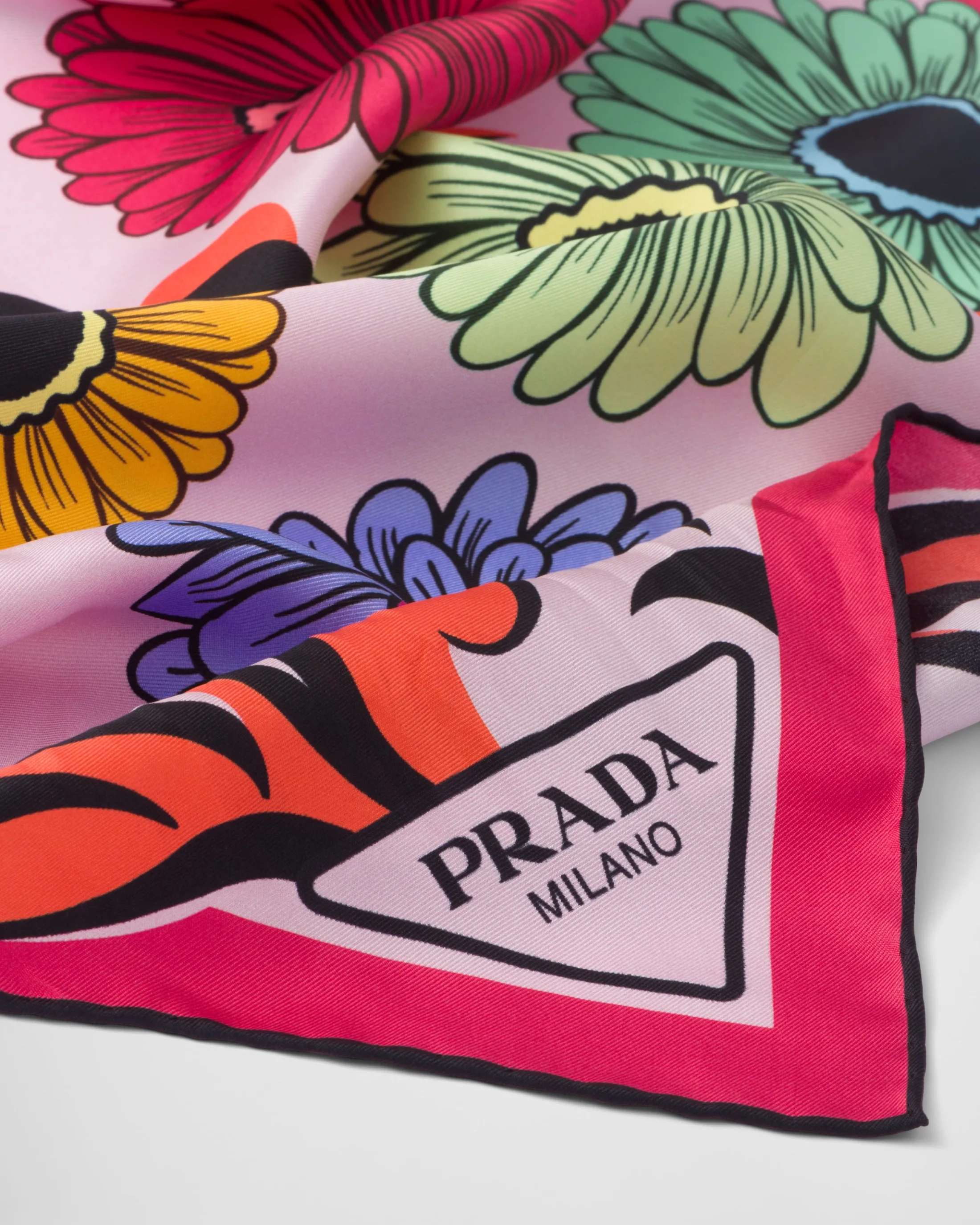 Prada Printed silk twill scarf Alabasterpink Clearance