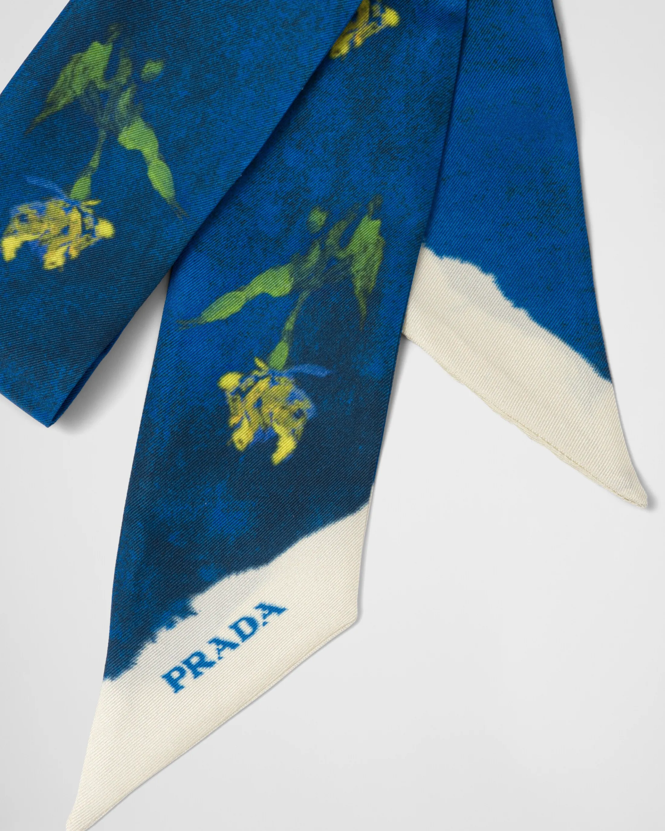 Prada Printed silk twill scarf Bluette Cheap