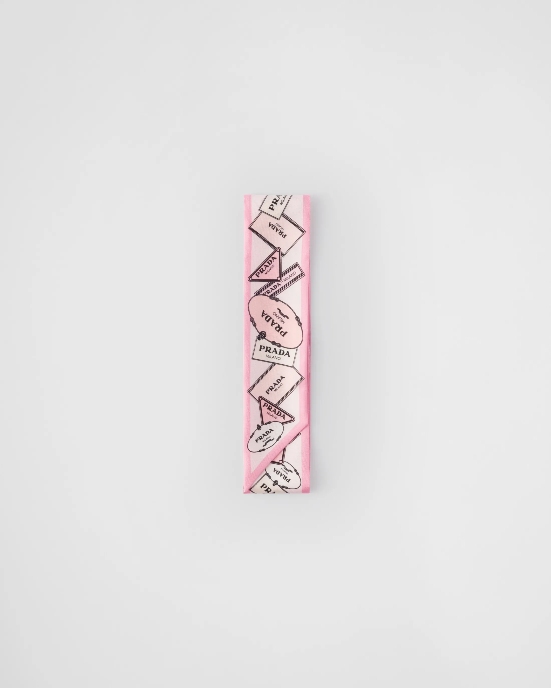 Prada Printed silk twill skinny scarf Pink Clearance