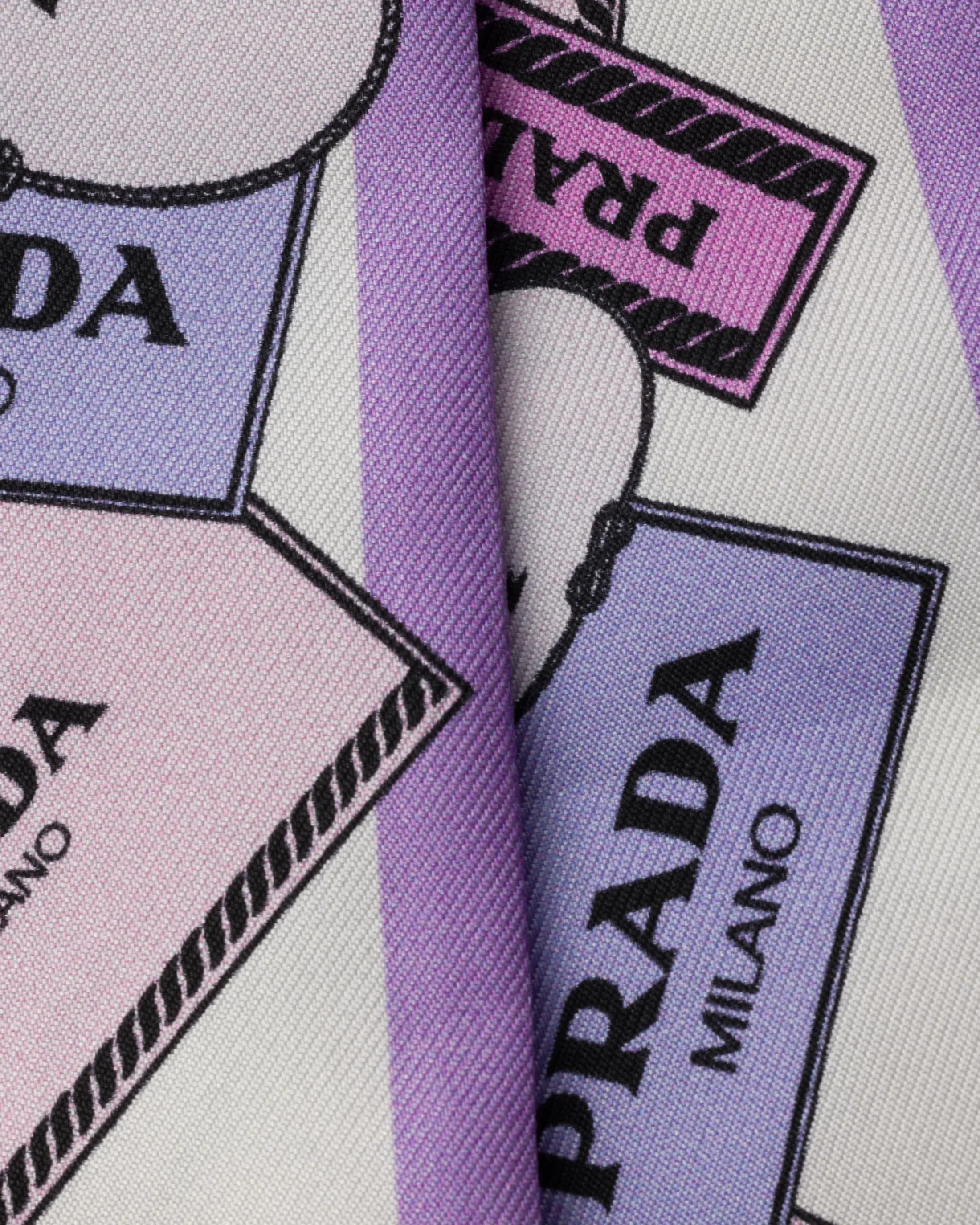 Prada Printed silk twill skinny scarf Wisteria Fashion