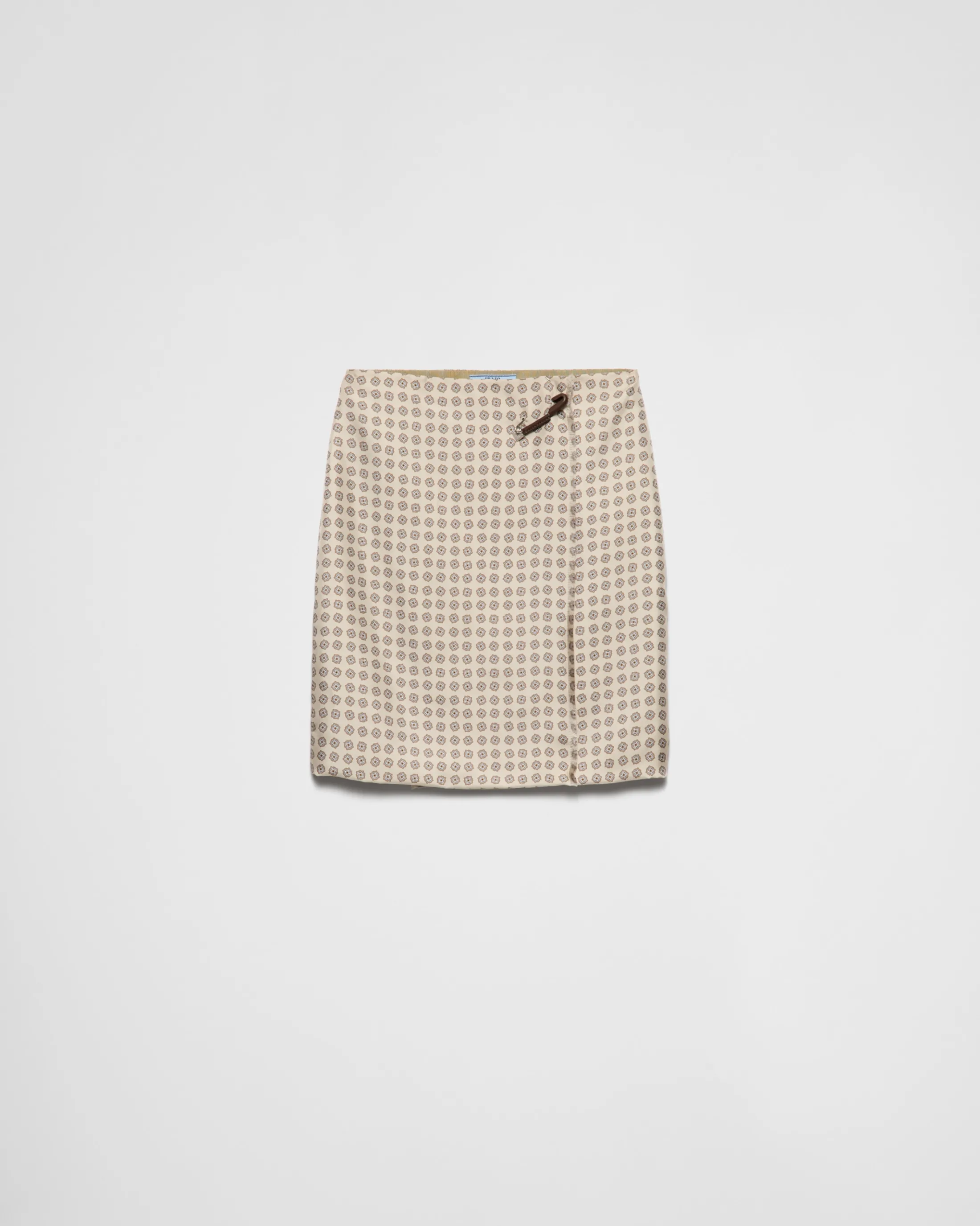 Prada Printed silk twill skirt Sandbeige Discount