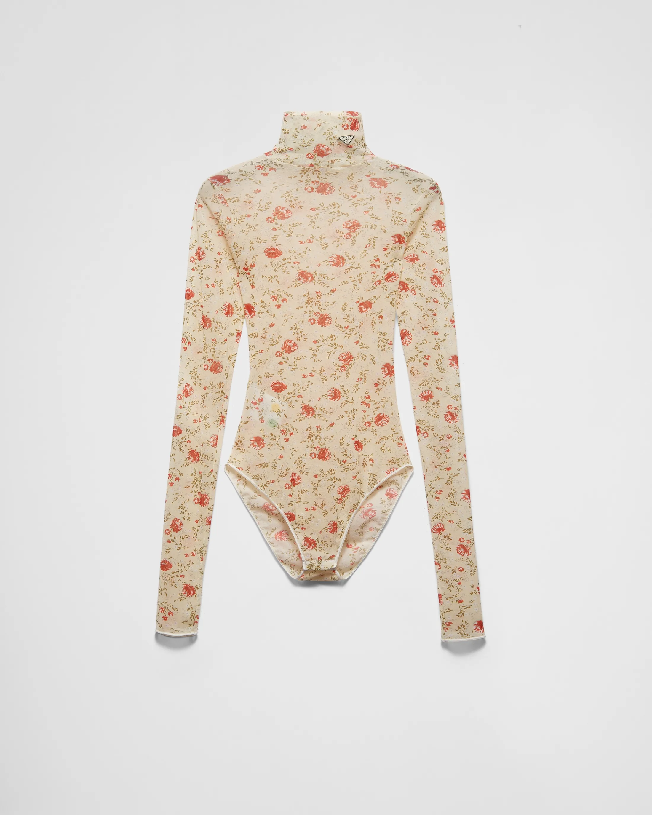 Prada Printed stretch tulle bodysuit Red Best