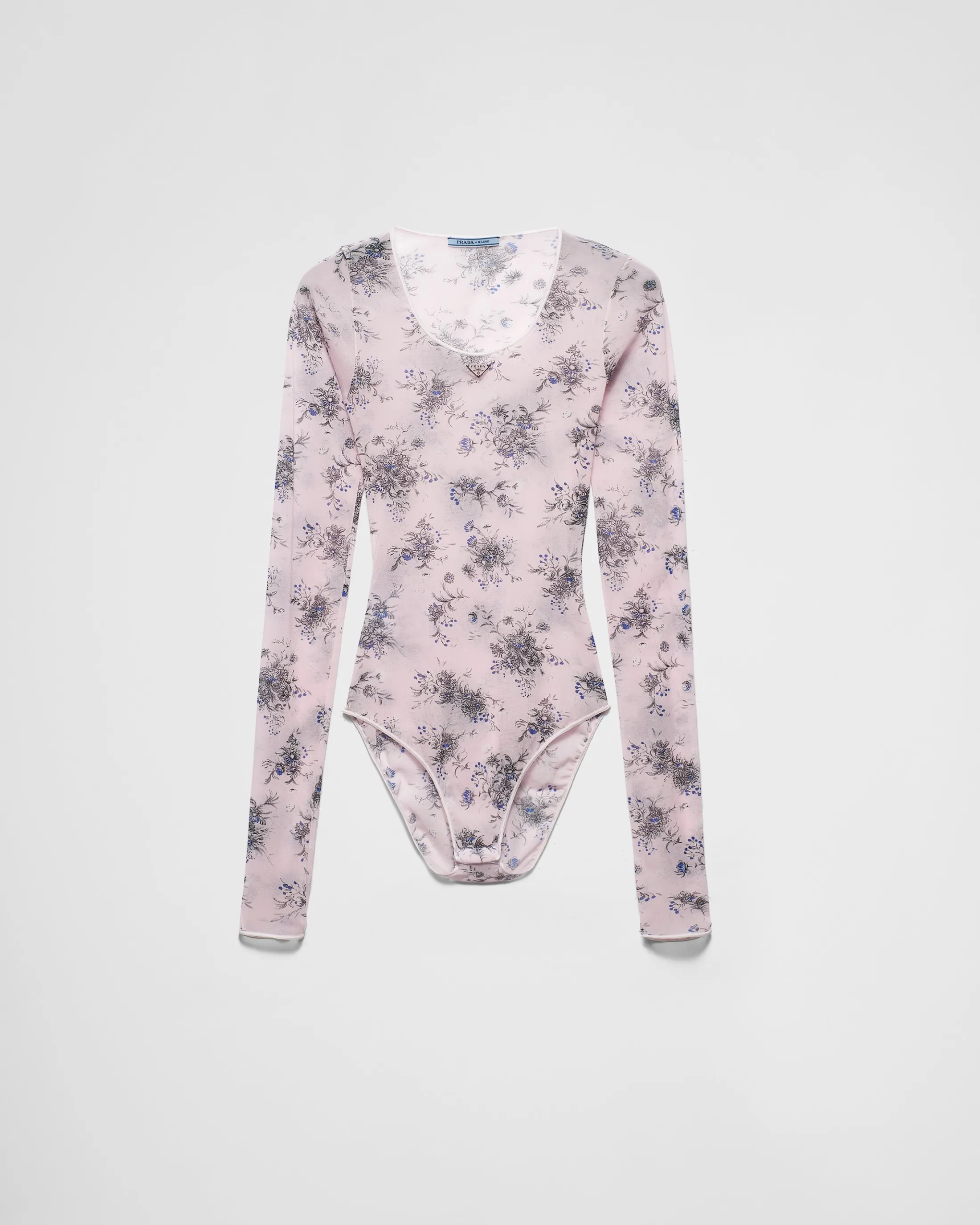 Prada Printed stretch tulle bodysuit Pink Fashion