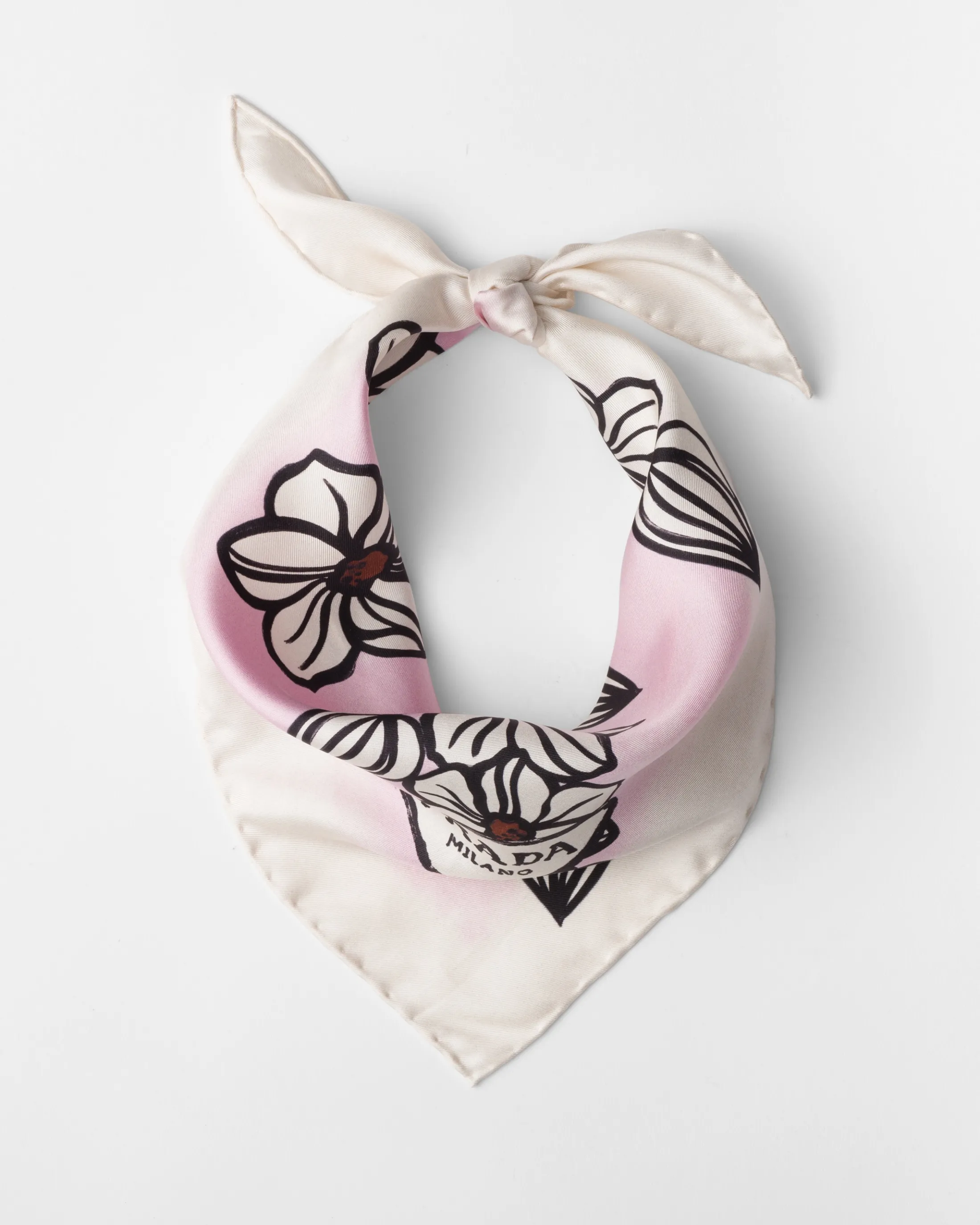 Prada Printed twill scarf Rose/tobacco Outlet