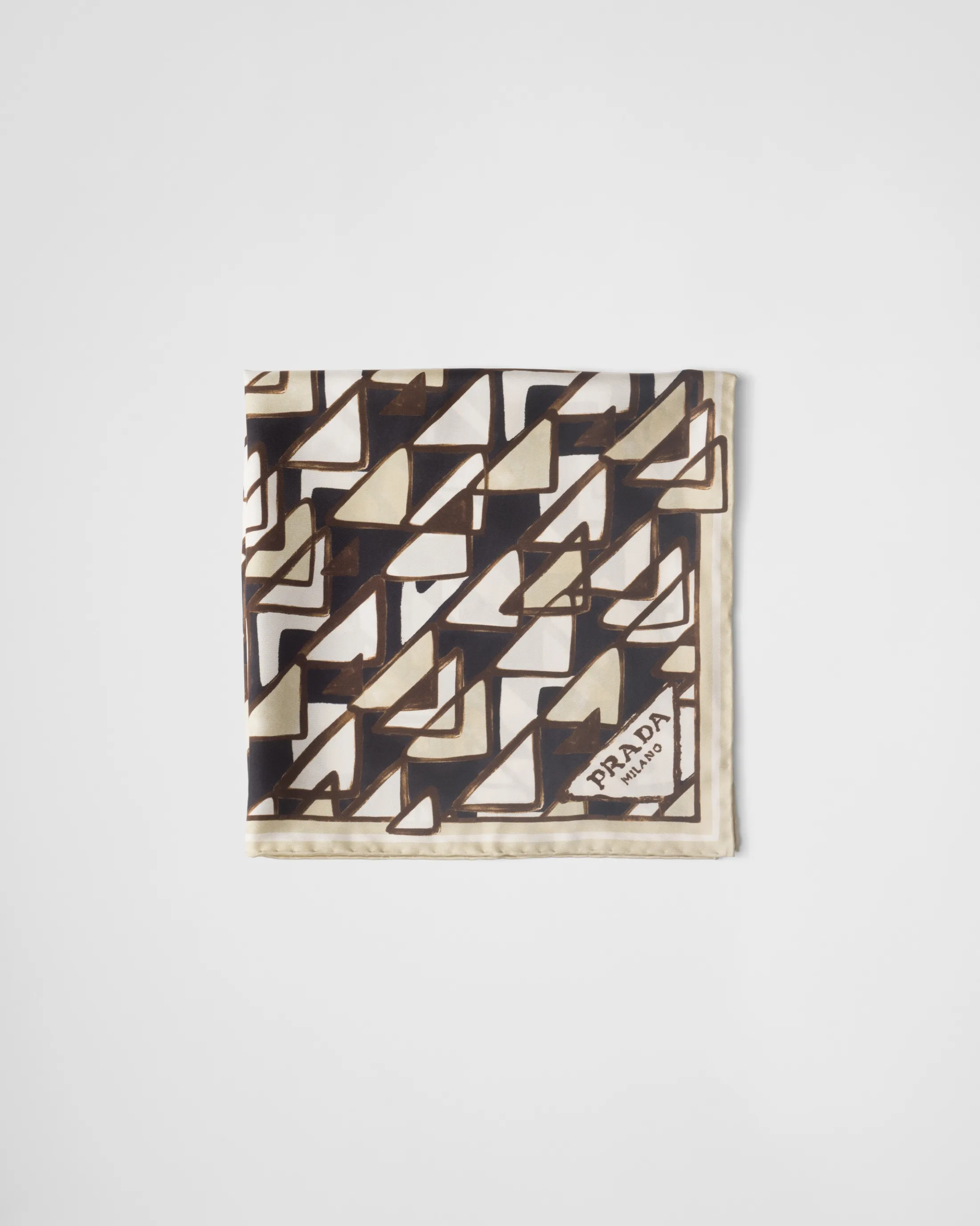 Prada Printed twill scarf Black/vanilla Online