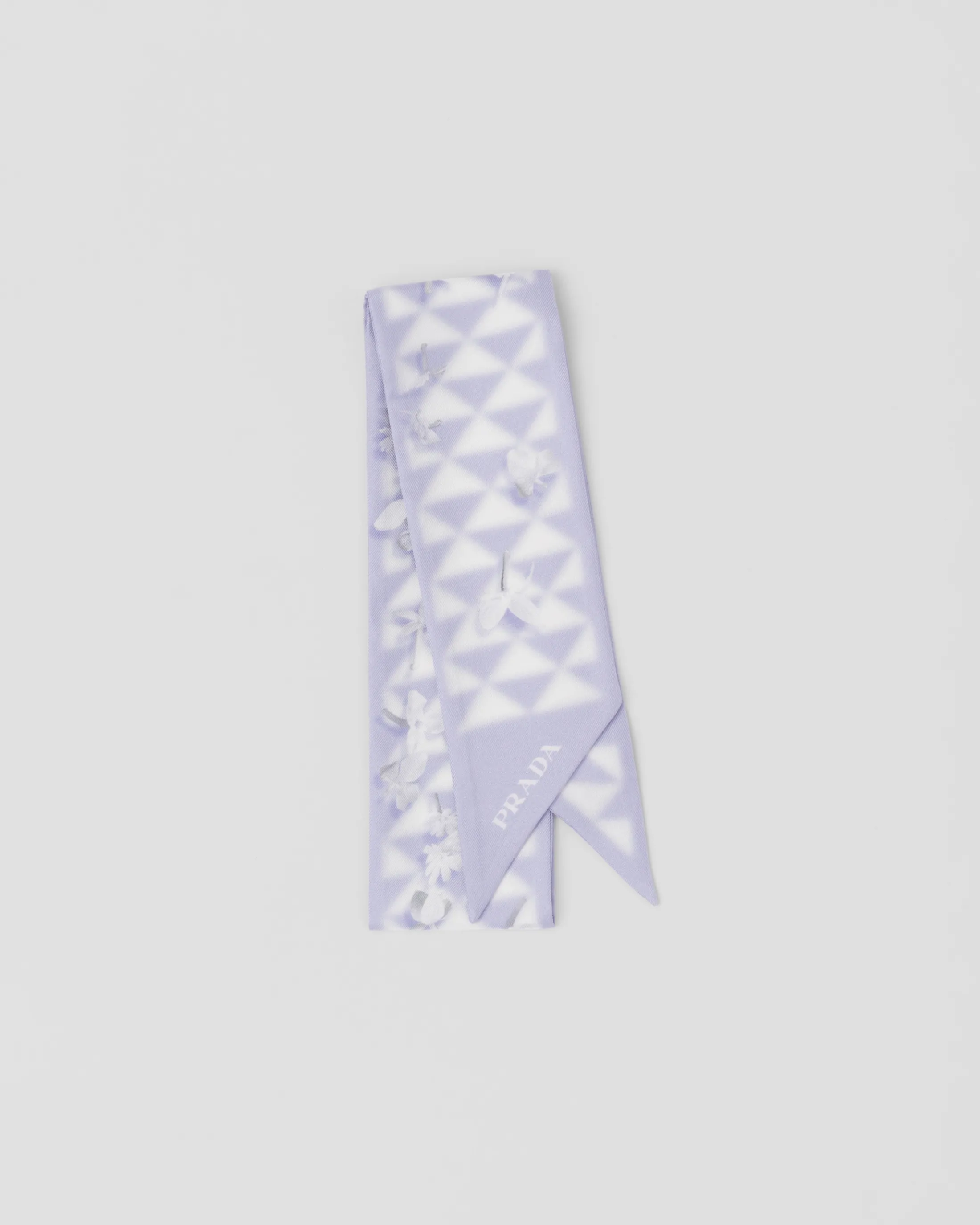 Prada Printed twill scarf Wisteria+white Fashion