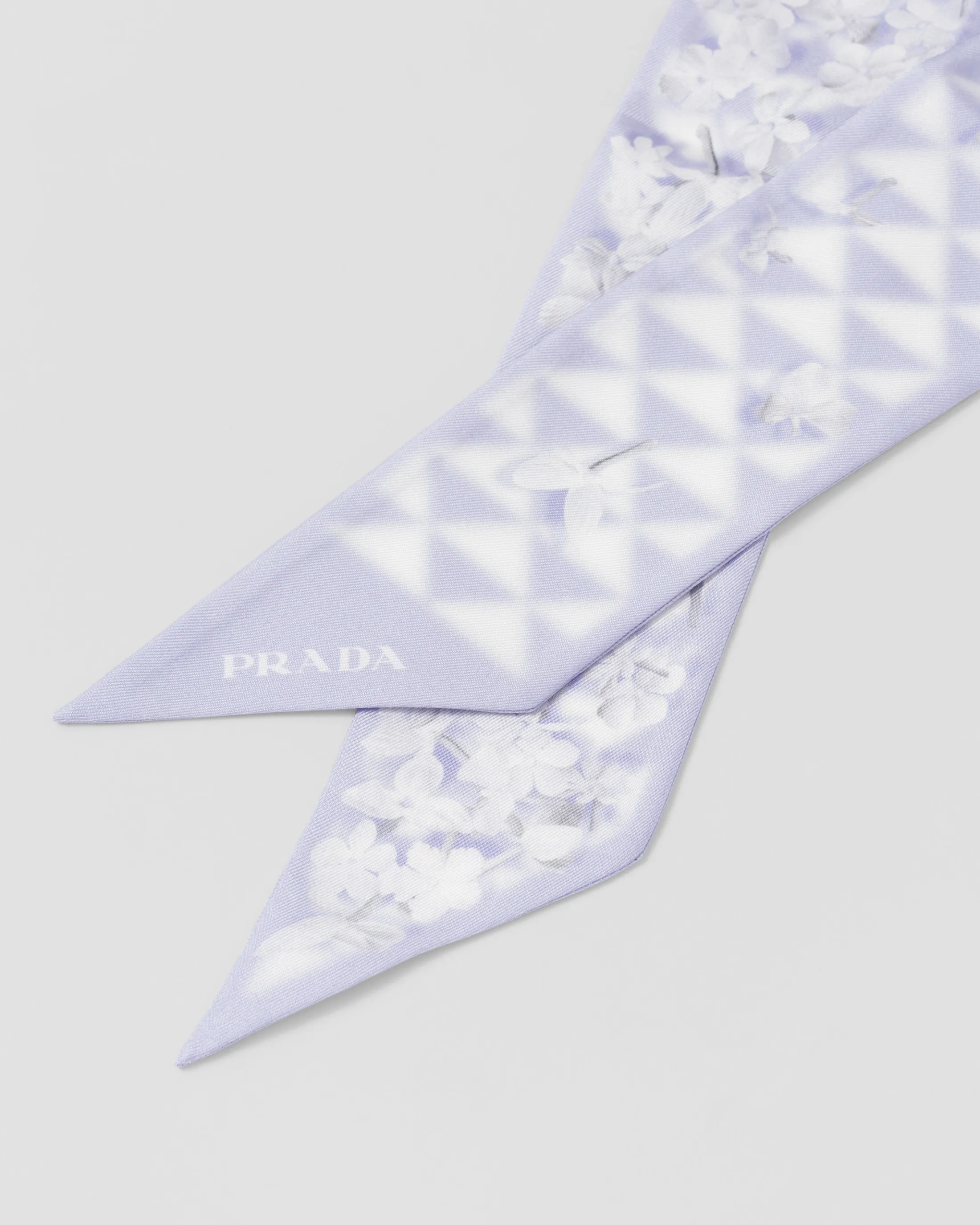 Prada Printed twill scarf Wisteria+white Fashion