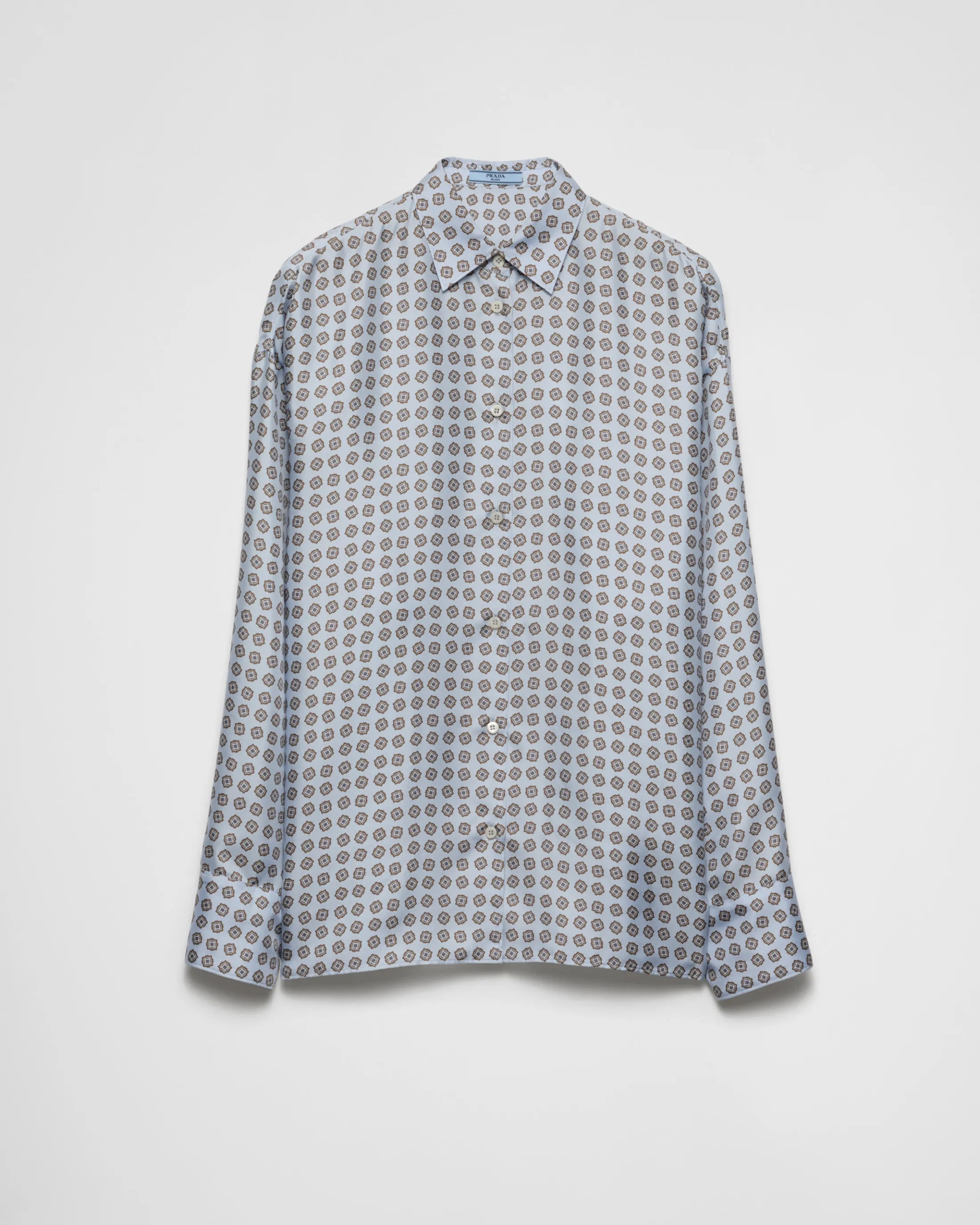 Prada Printed twill shirt Skyblue Store