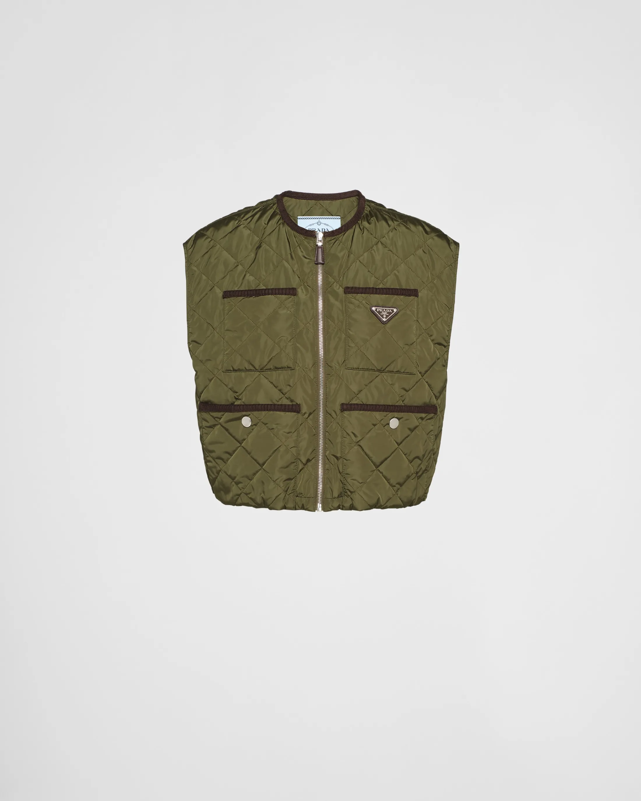 Prada Quilted light Re-Nylon vest Militarygreen Outlet