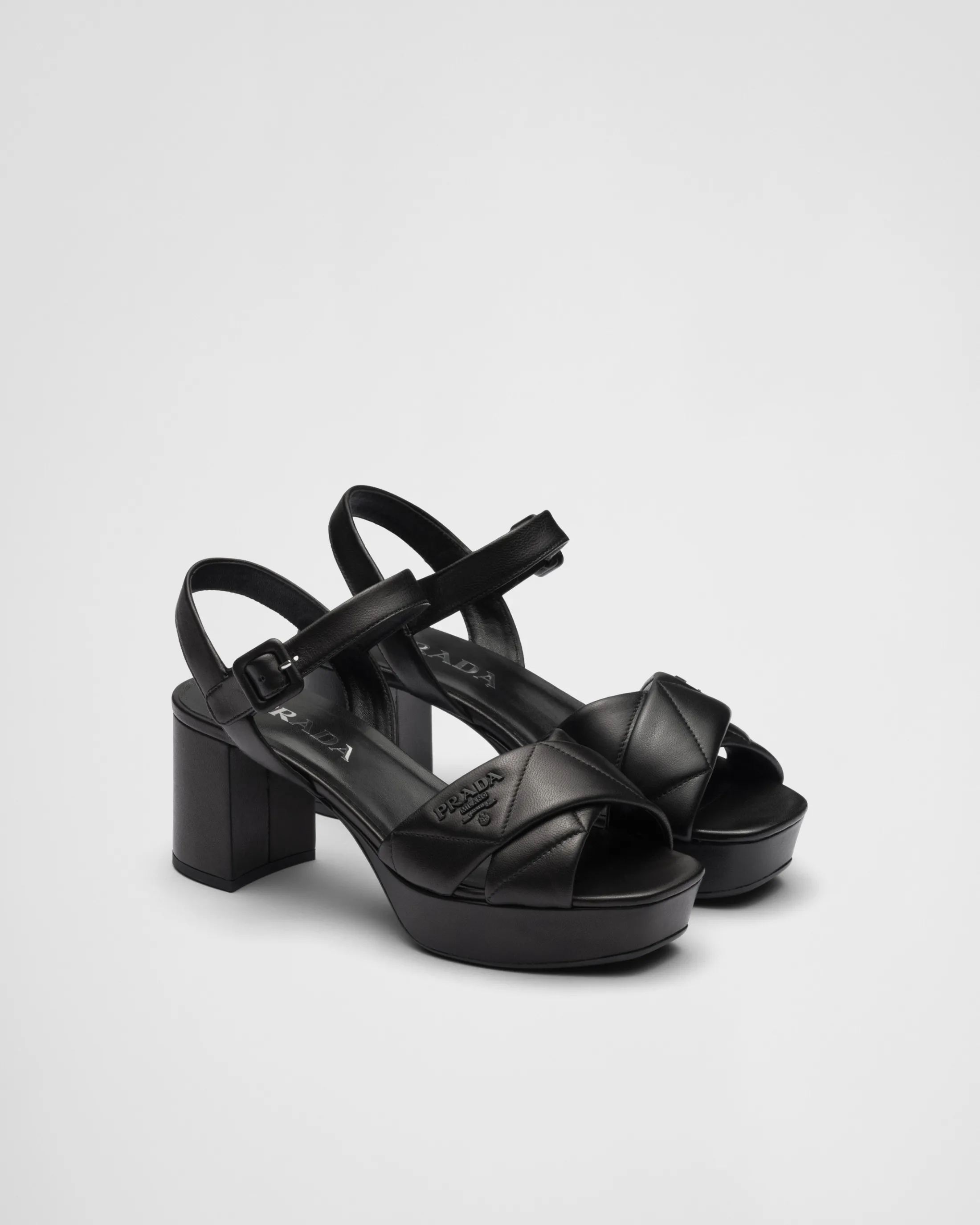 Prada Quilted nappa leather platform sandals Black Sale