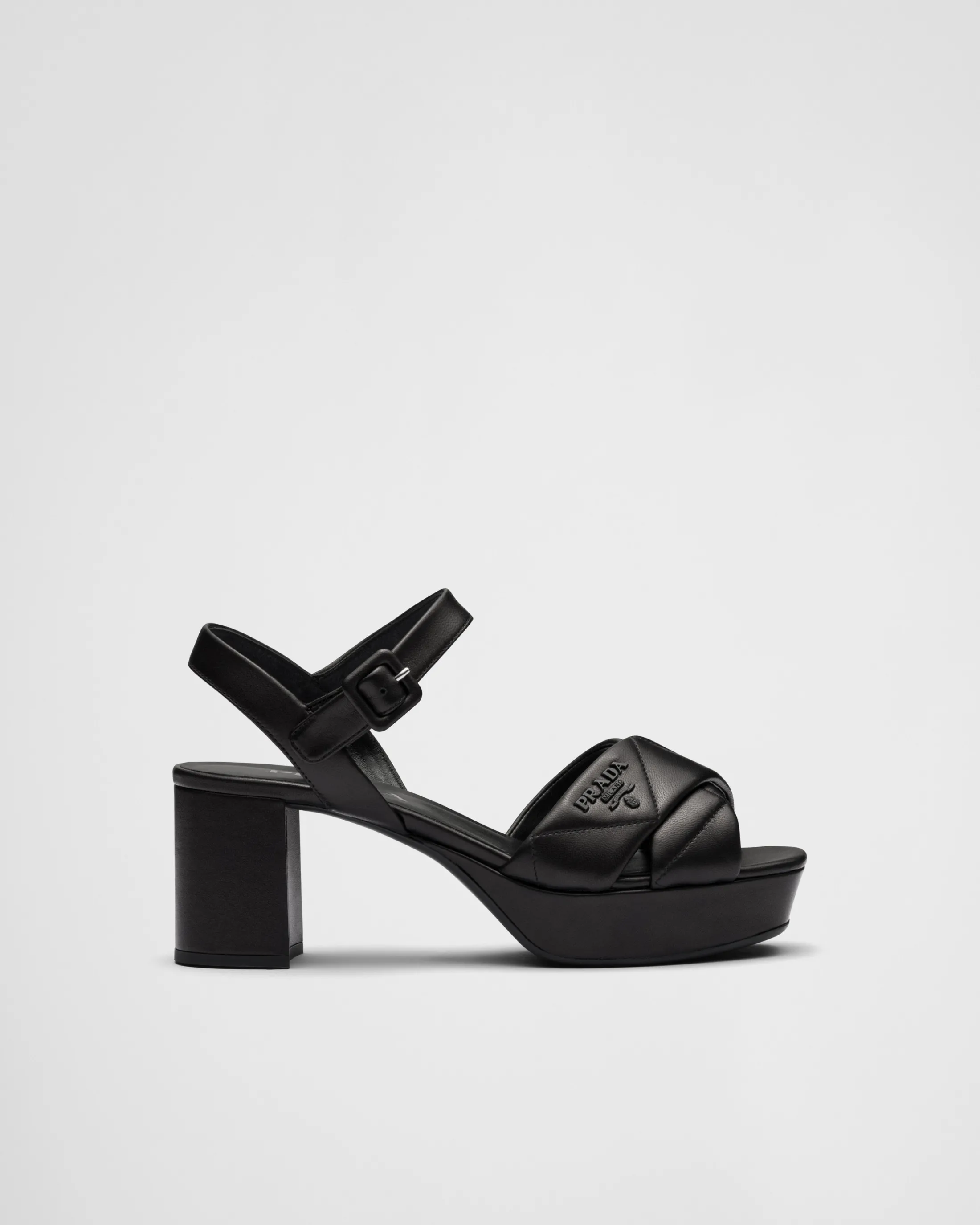 Prada Quilted nappa leather platform sandals Black Sale