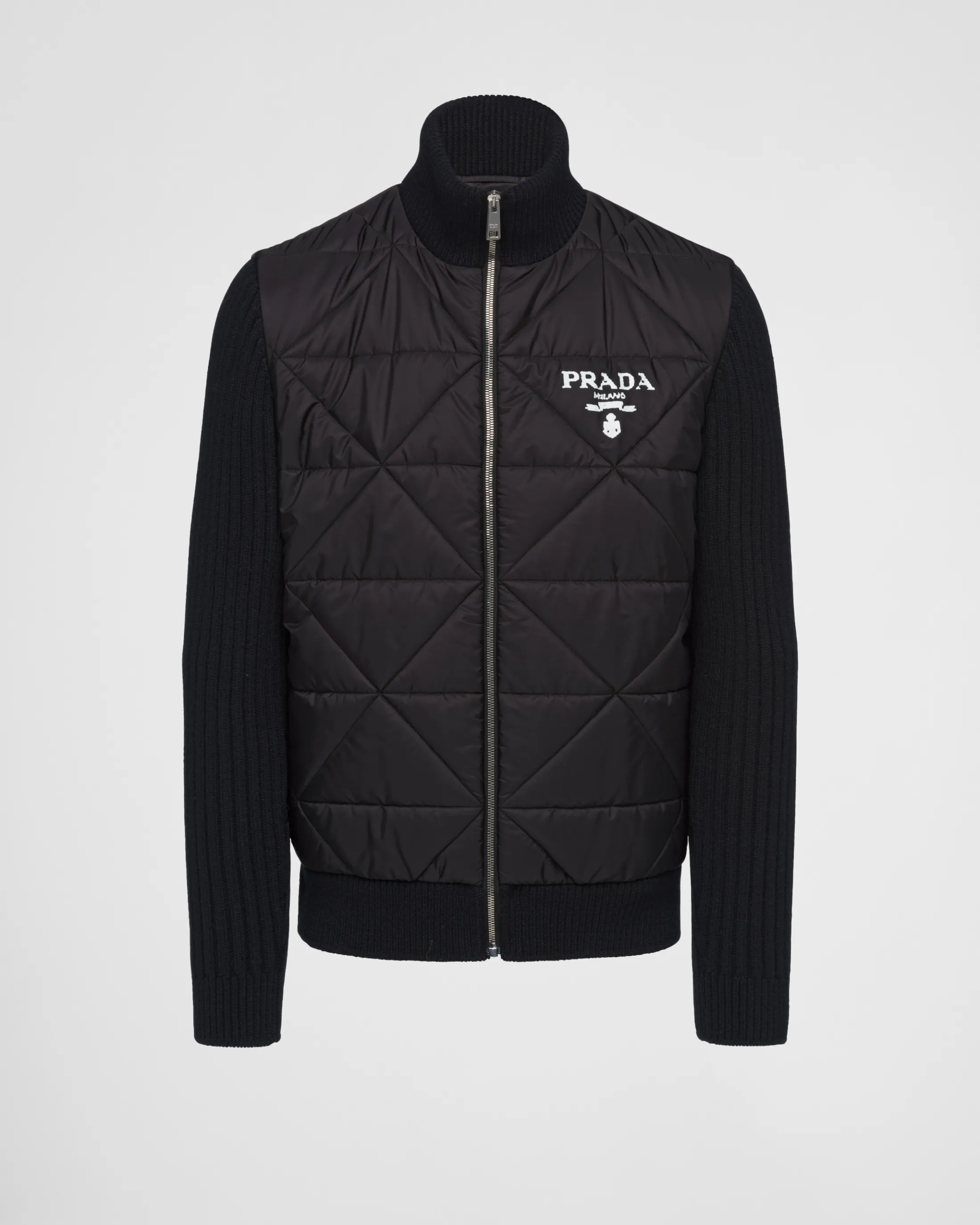 Prada Quilted Re-Nylon and cashmere jacket Black Outlet