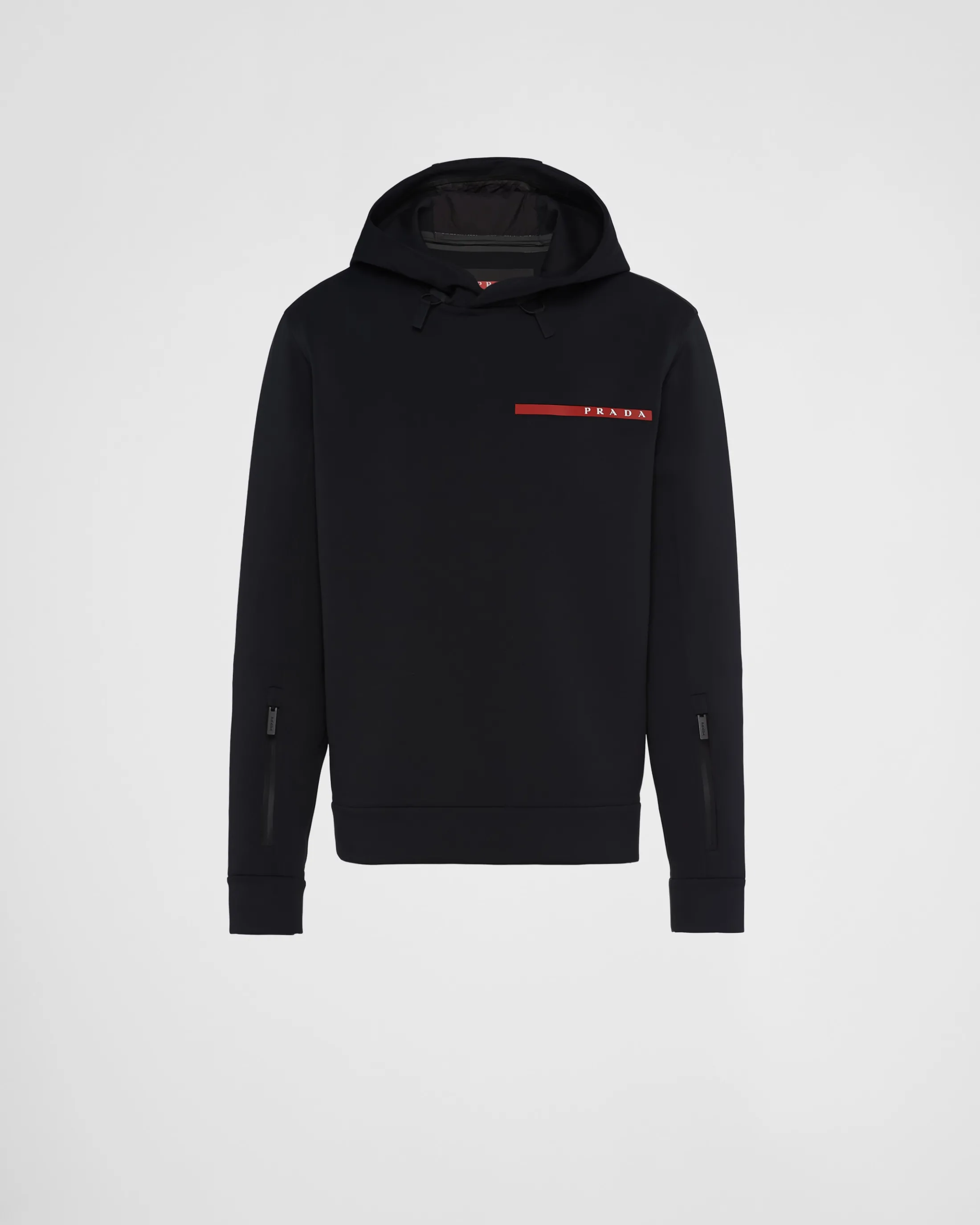 Prada Recycled double jersey hoodie Black Best Sale