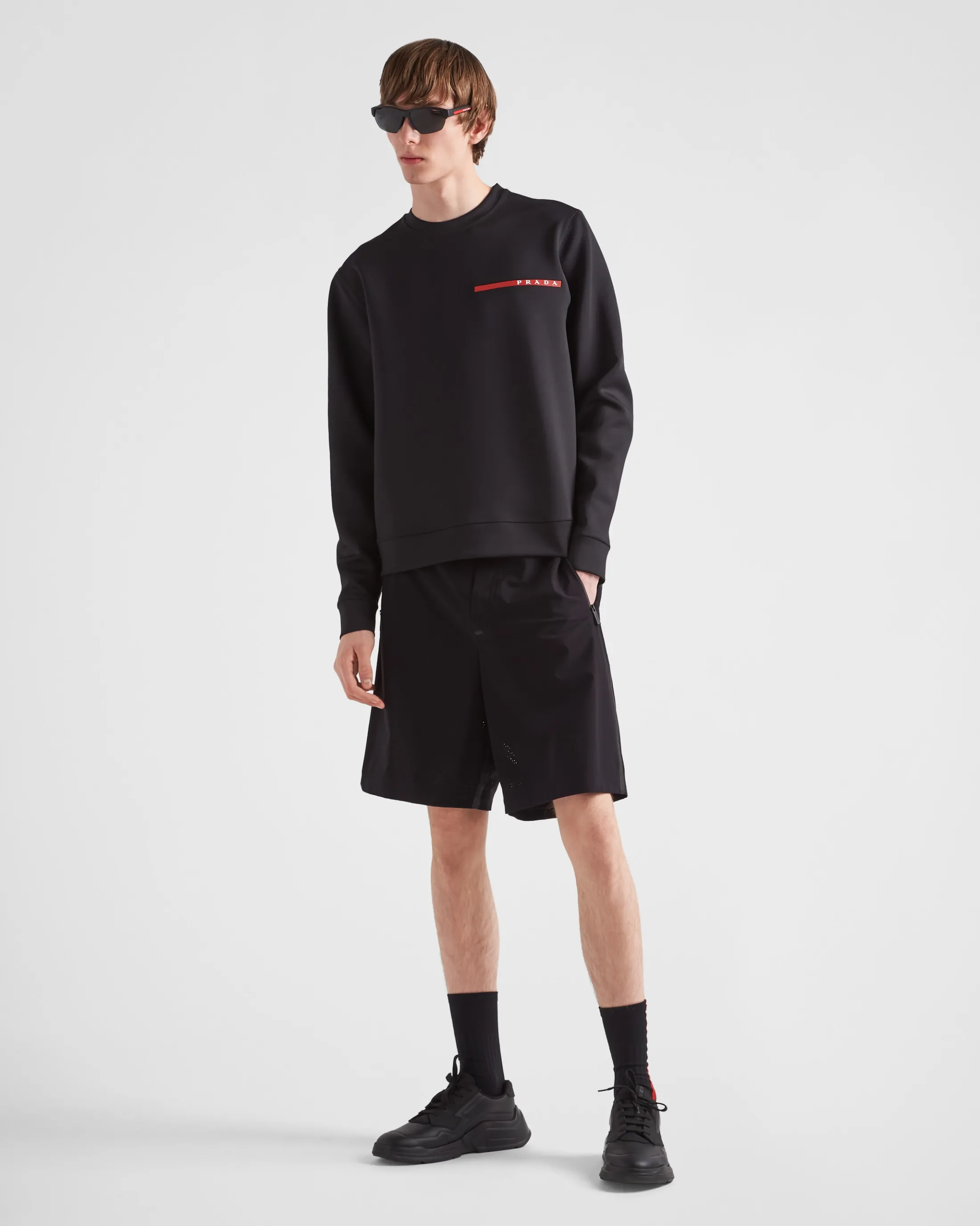 Prada Recycled double jersey sweatshirt Black Store