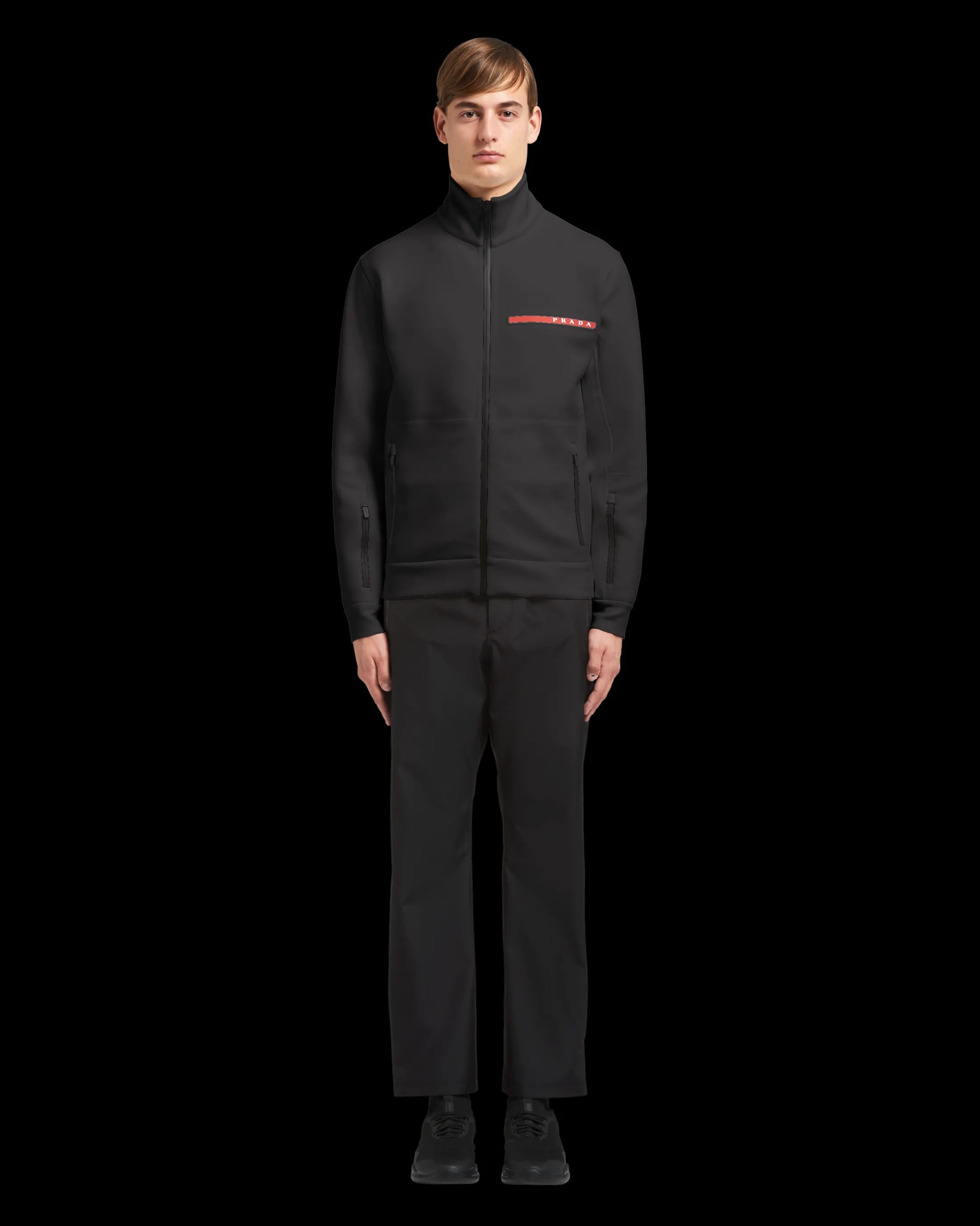 Prada Recycled Double Technical Jersey sweatshirt jacket Black Sale