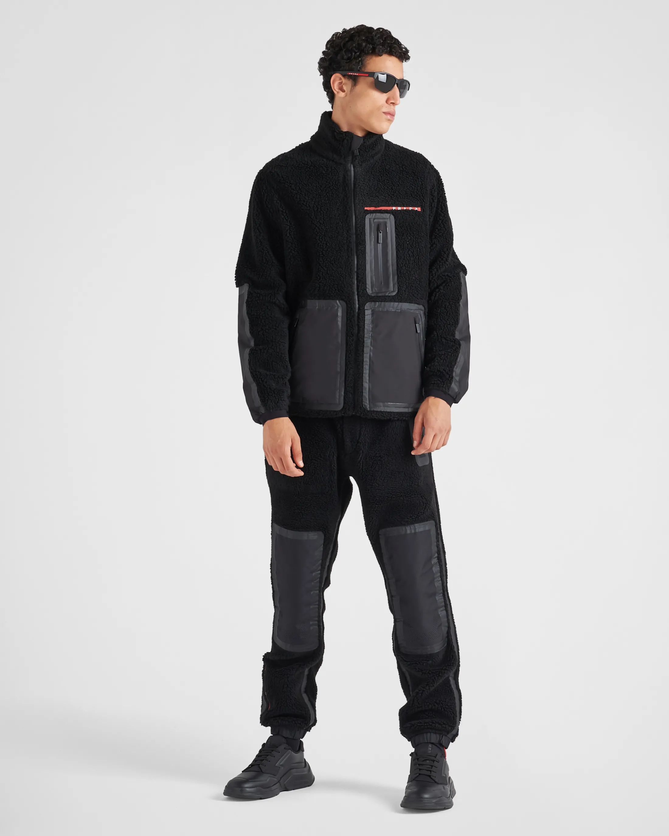 Prada Recycled fleece technical jacket Black Shop