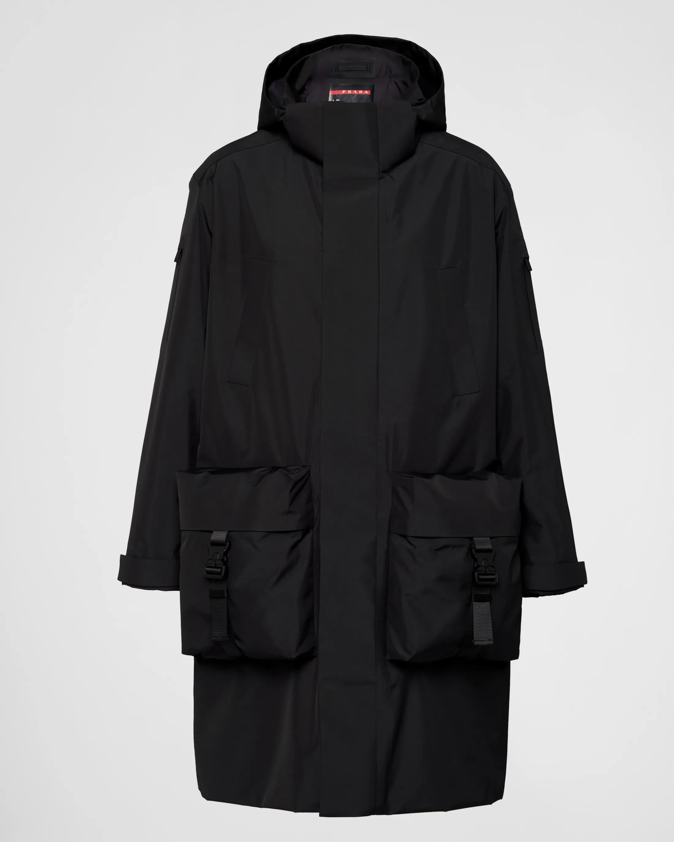 Prada Recycled technical fabric raincoat Black Discount