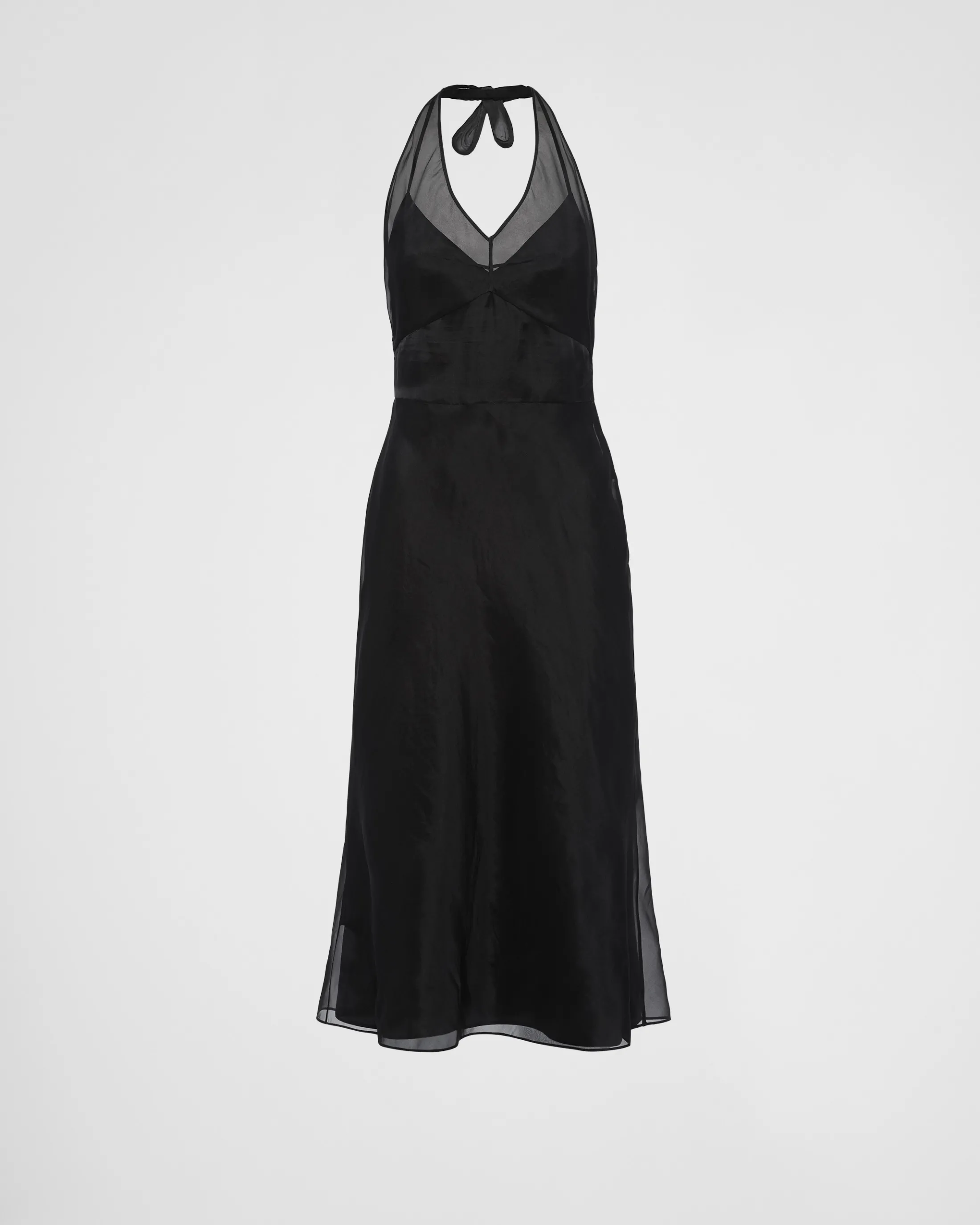 Prada Re-Edition 1995 organza halter dress Black Flash Sale