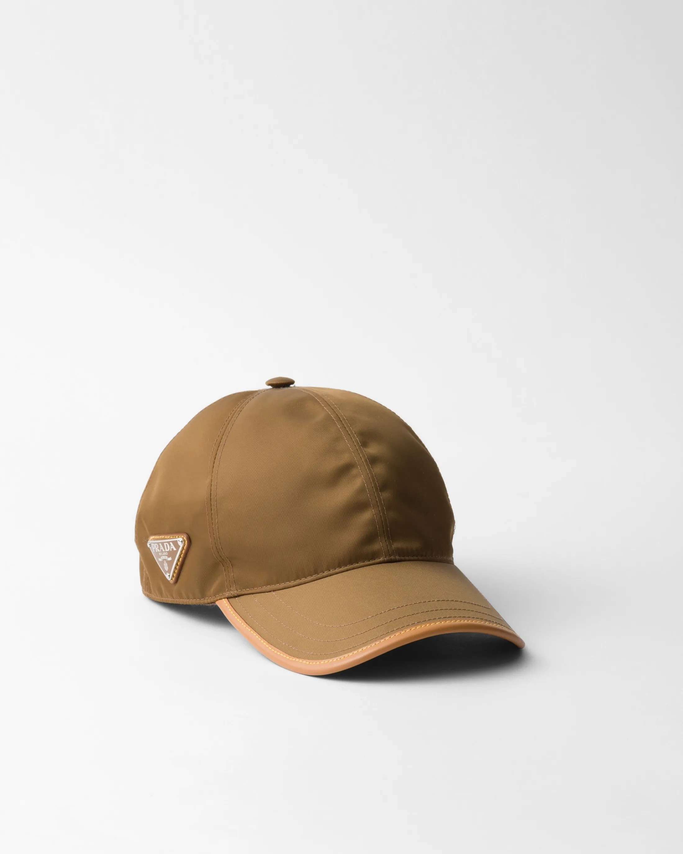 Prada Re-Nylon and leather baseball cap Corkbeige Hot