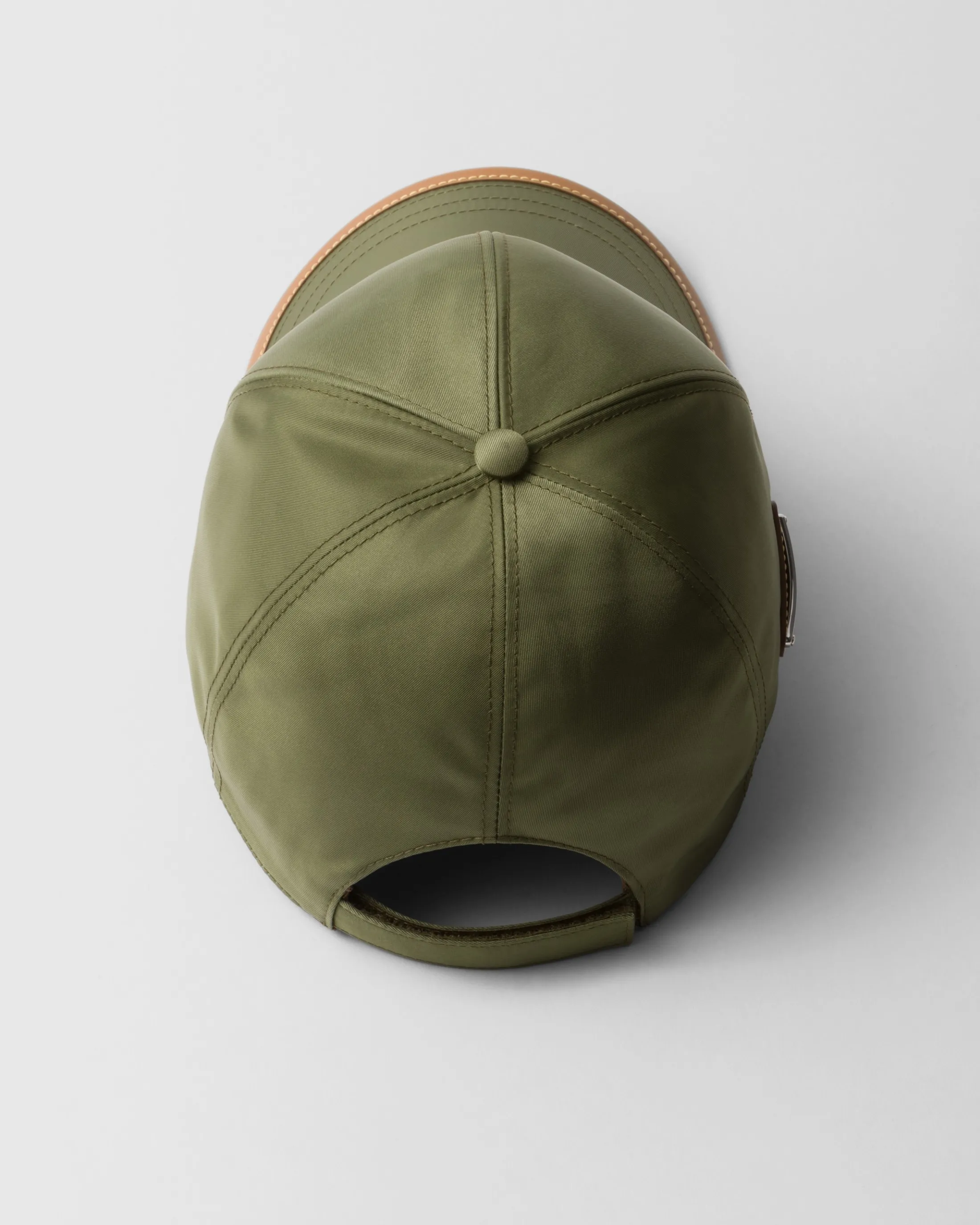 Prada Re-Nylon and leather baseball cap Military/caramel Sale