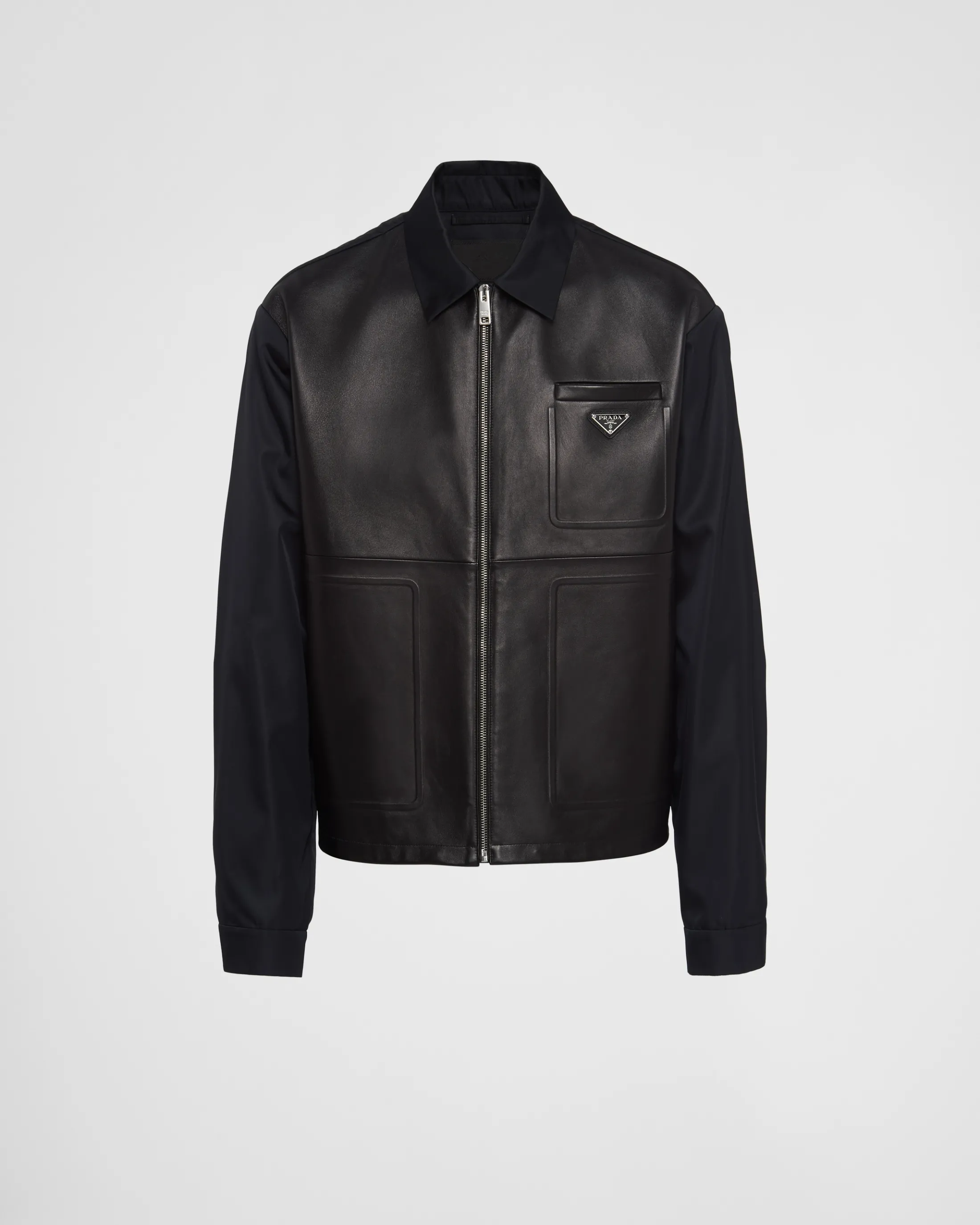 Prada Re-Nylon and leather jacket Black New