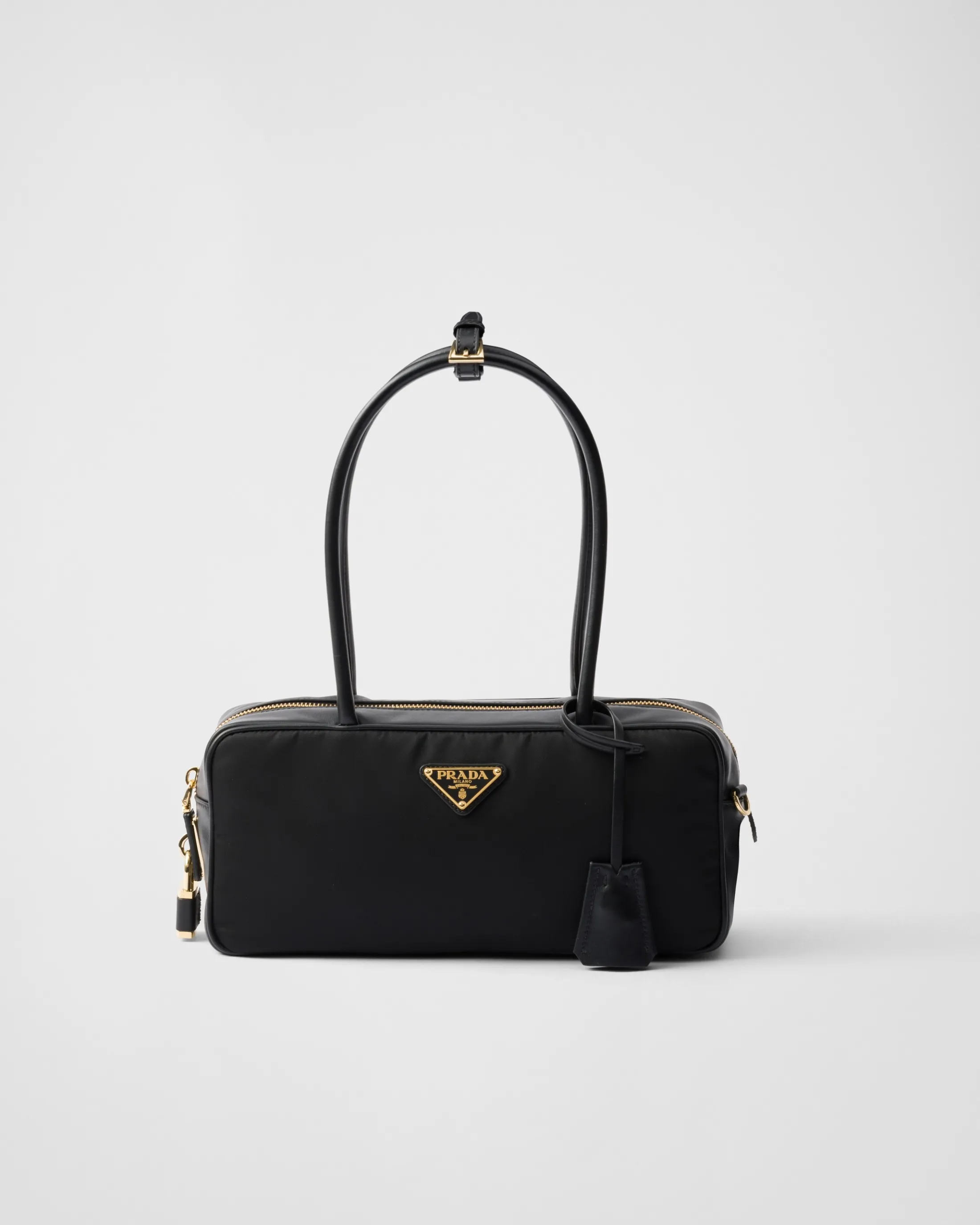 Prada Re-Nylon and leather small top-handle bag with padlock Black Best