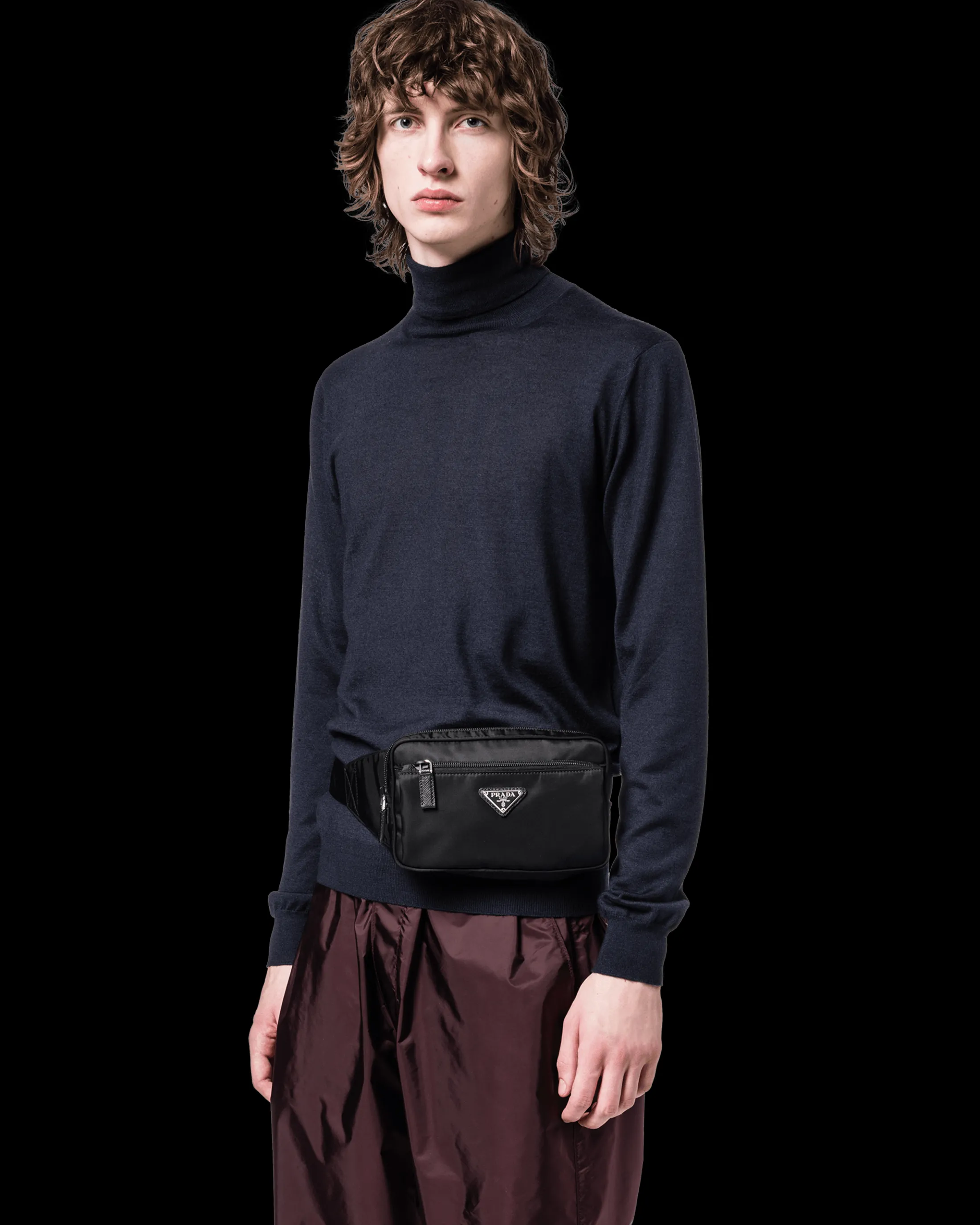 Prada Re-Nylon and Saffiano leather belt bag Black Store