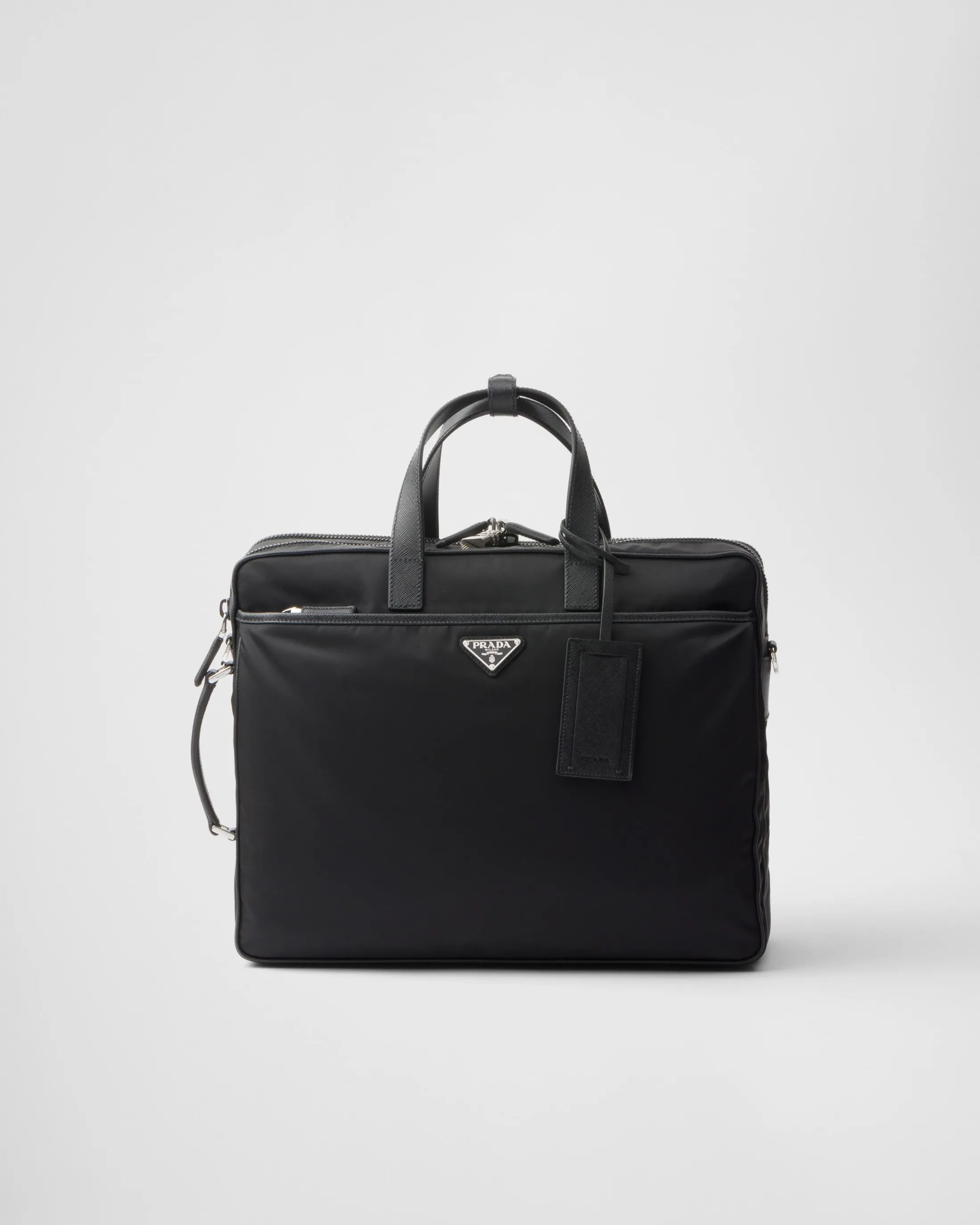 Prada Re-Nylon and Saffiano leather briefcase Black Best Sale