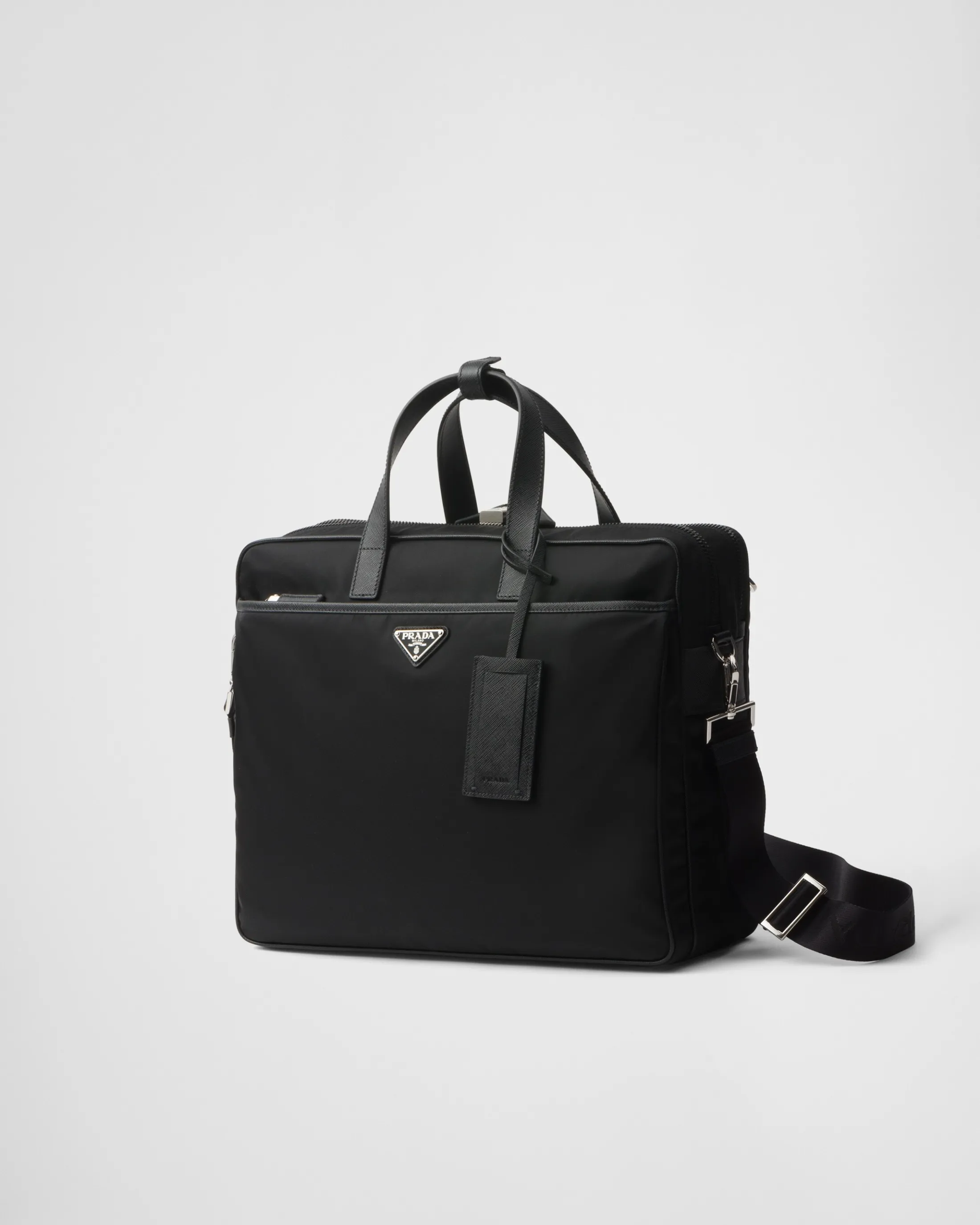 Prada Re-Nylon and Saffiano leather briefcase Black Best Sale