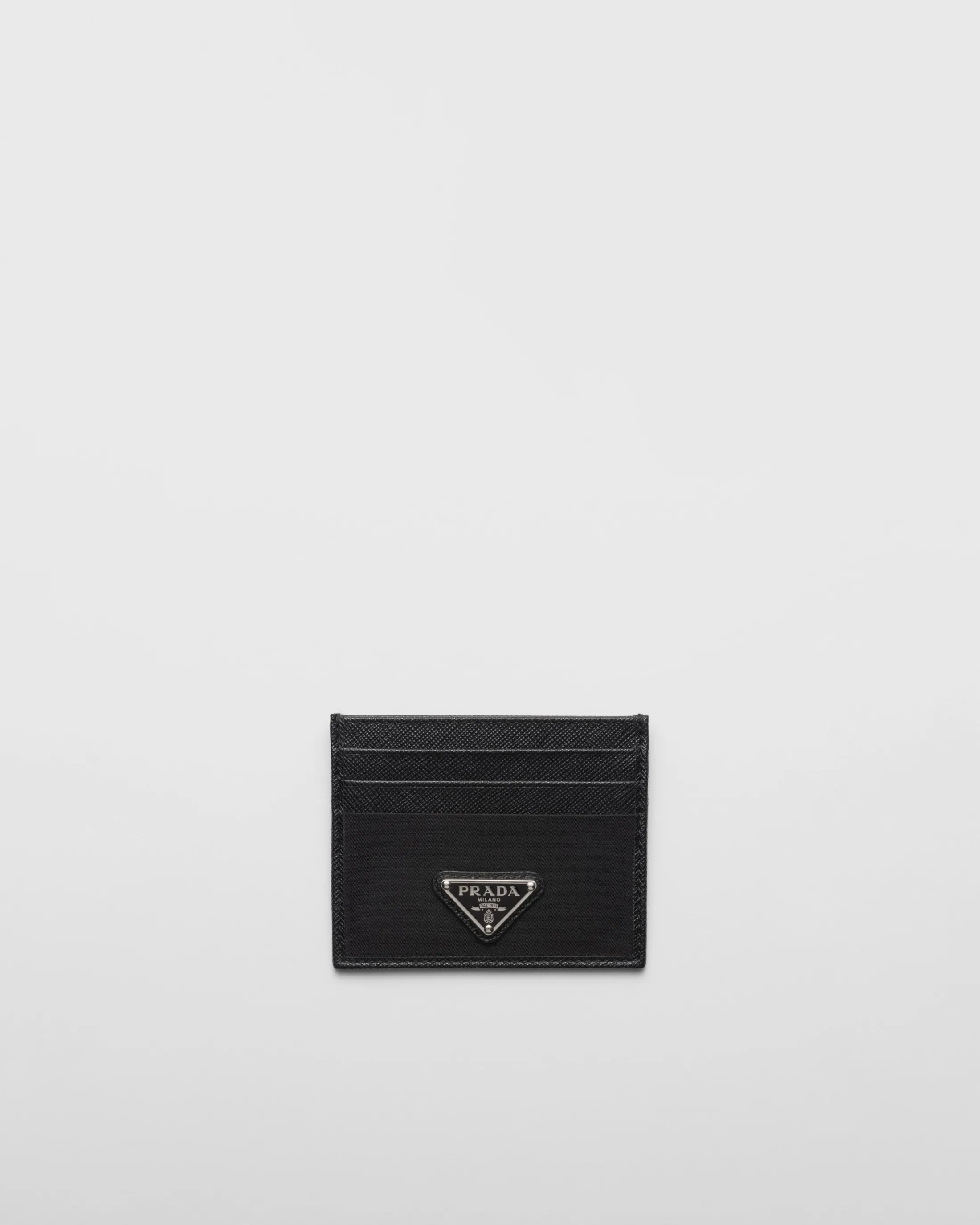 Prada Re-Nylon and Saffiano leather card holder Black Best