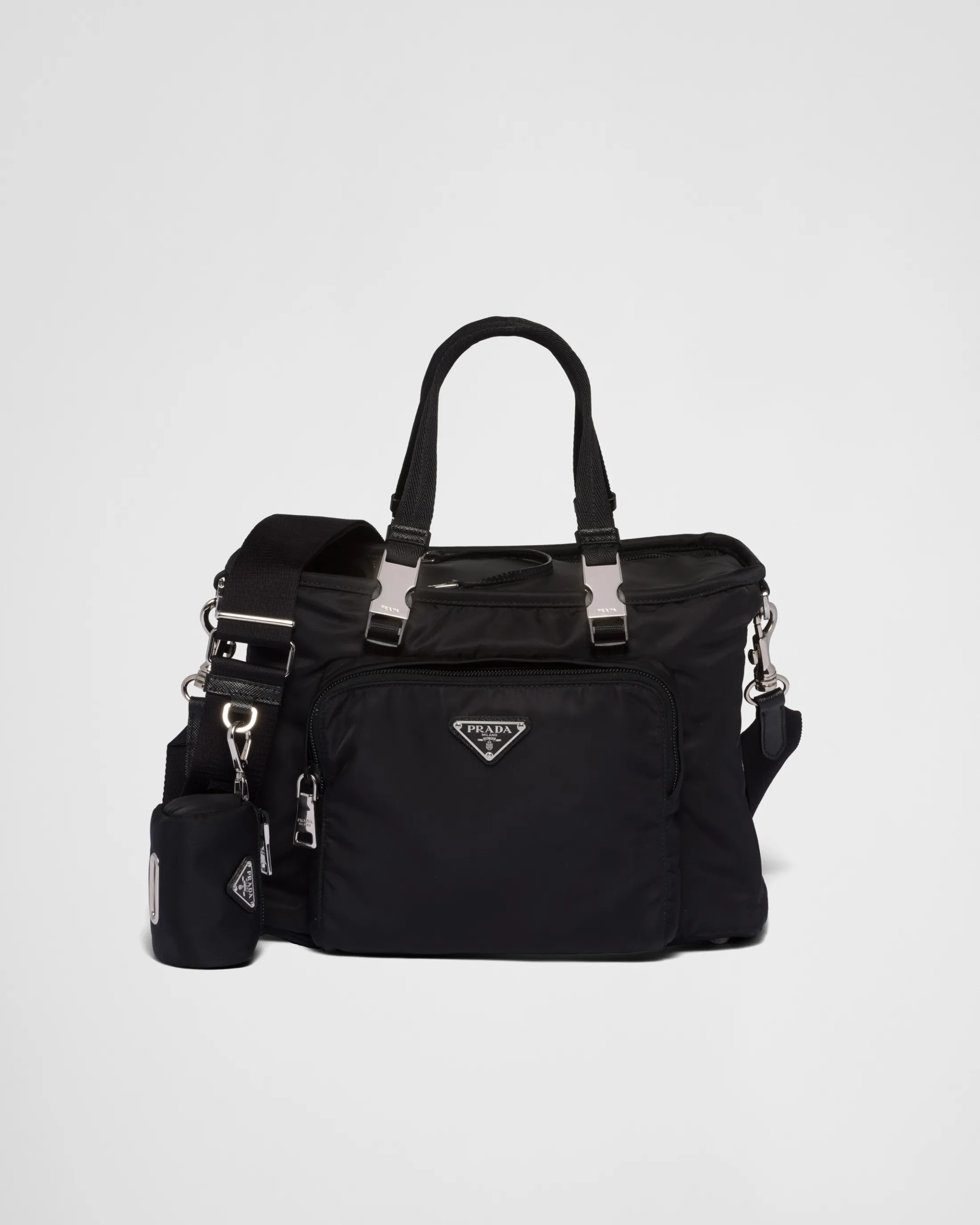 Prada Re-Nylon and Saffiano leather pet bag Black Discount