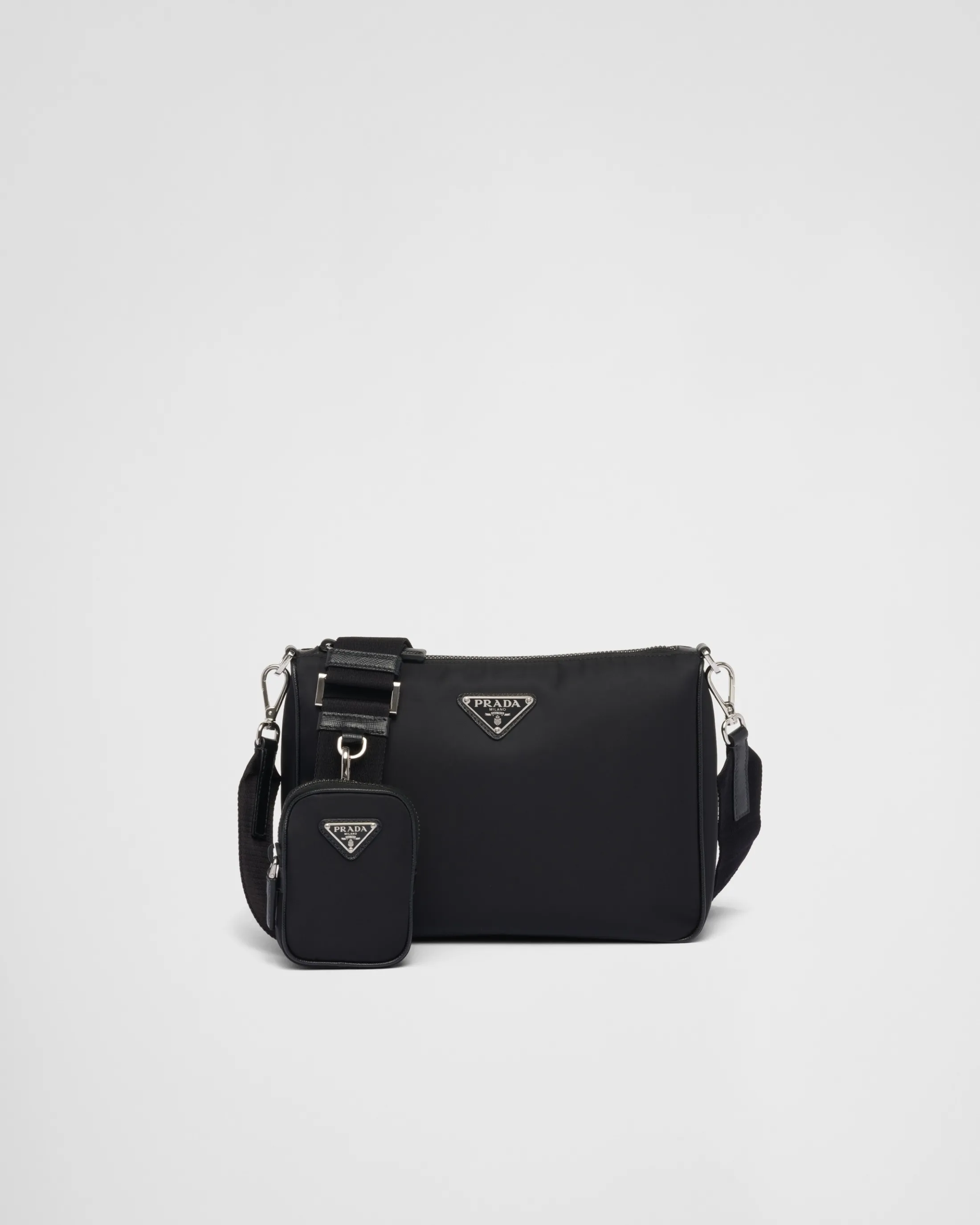 Prada Re-Nylon and Saffiano leather shoulder bag Black Best